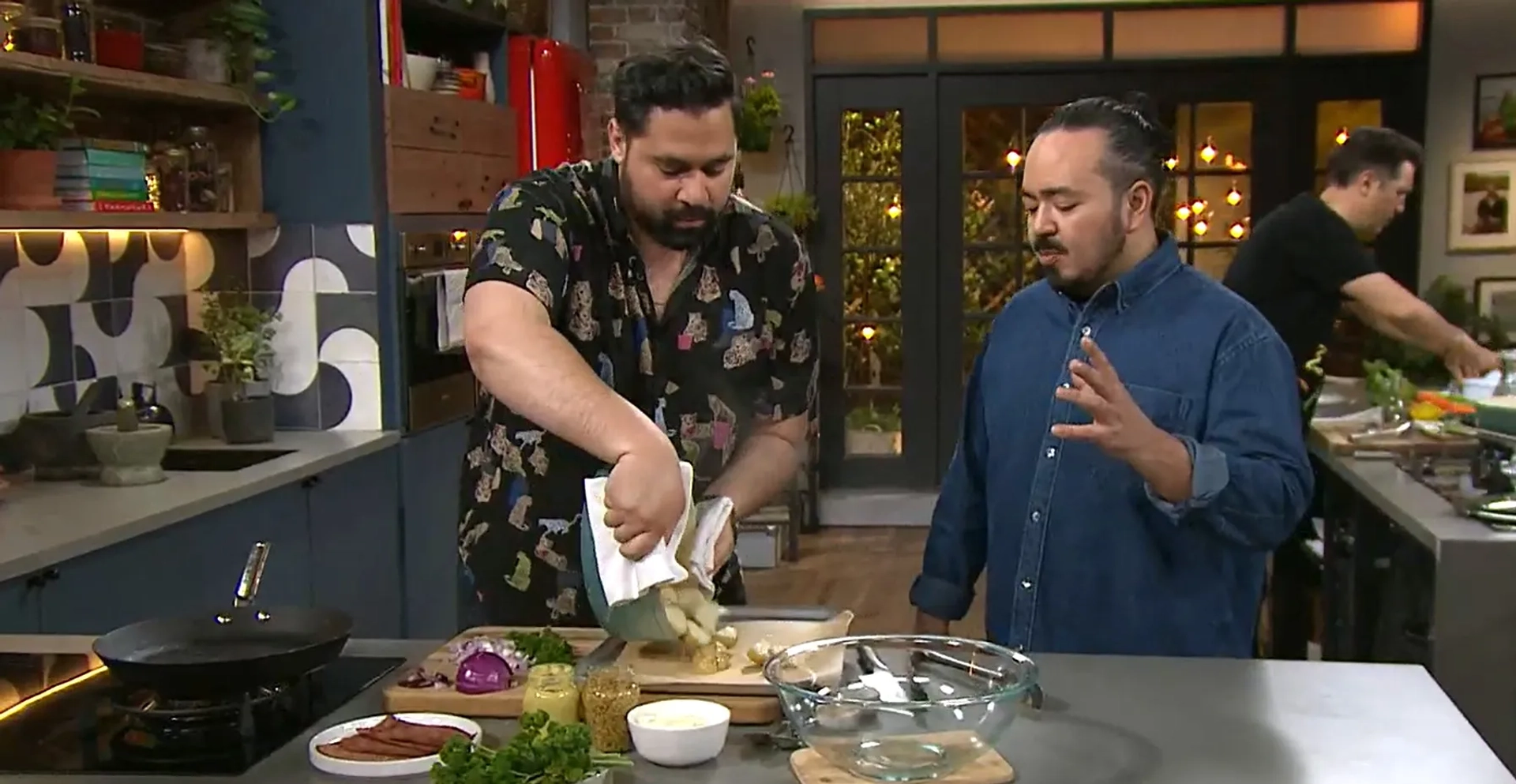 Adam Liaw and Bjorn Stewart in The Cook Up with Adam Liaw (2021)