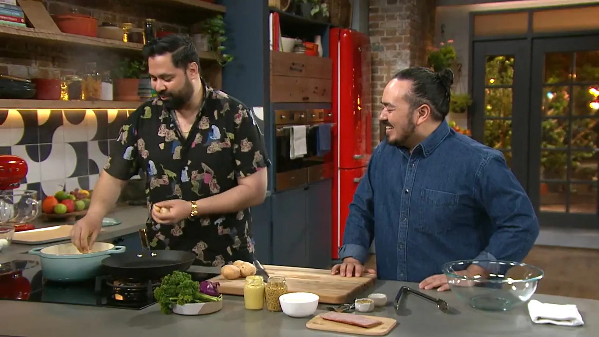 Adam Liaw and Bjorn Stewart in The Cook Up with Adam Liaw (2021)