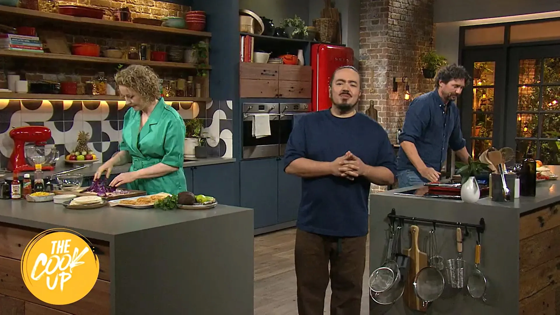 Zan Rowe, Adam Liaw, and Colin Fassnidge in The Cook Up with Adam Liaw (2021)