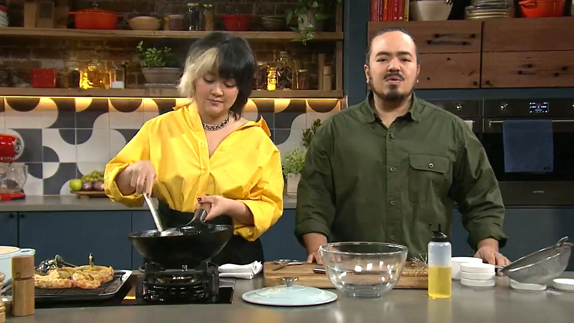 Rosheen Kaul and Adam Liaw in The Cook Up with Adam Liaw (2021)