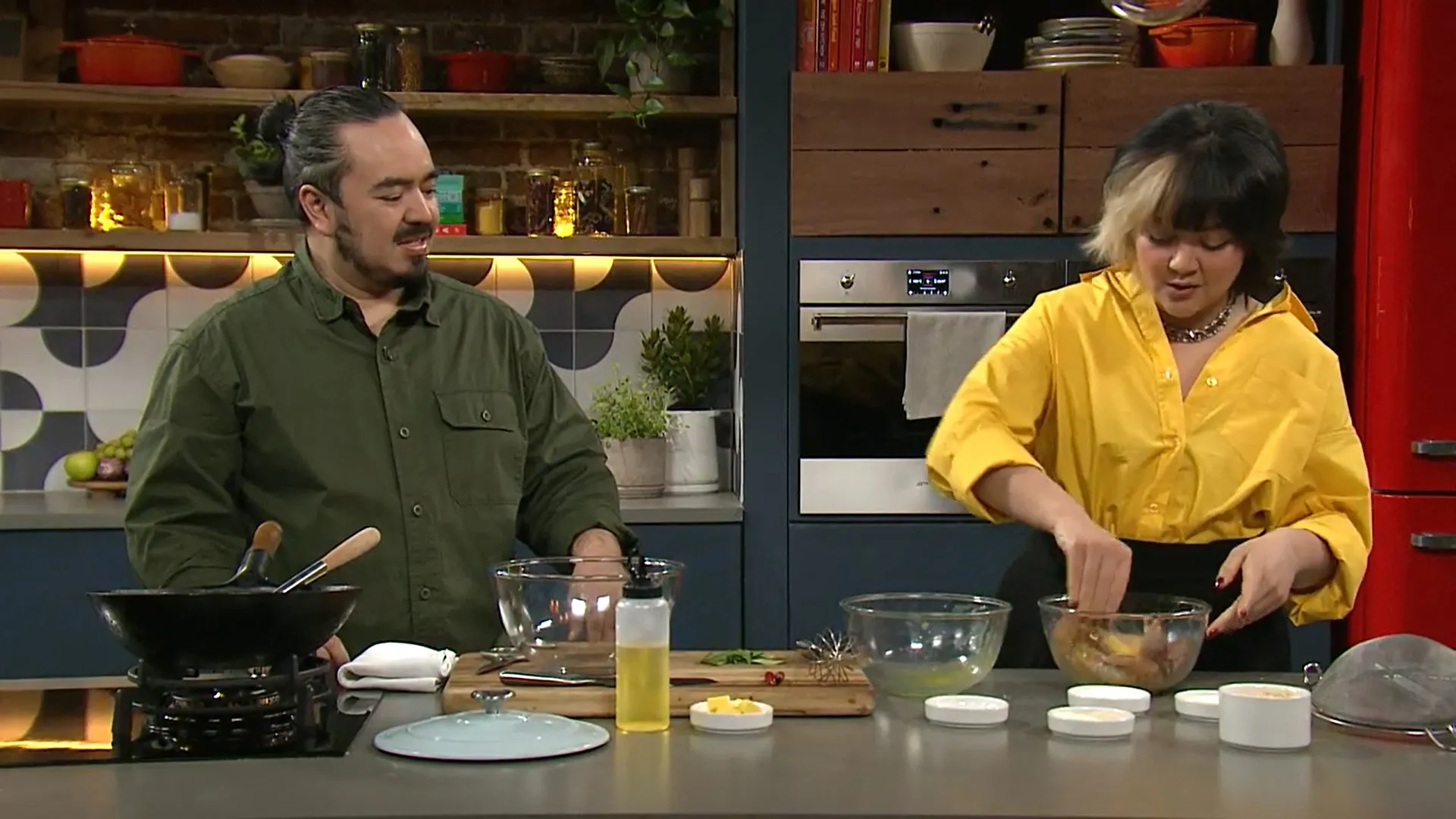 Rosheen Kaul and Adam Liaw in The Cook Up with Adam Liaw (2021)