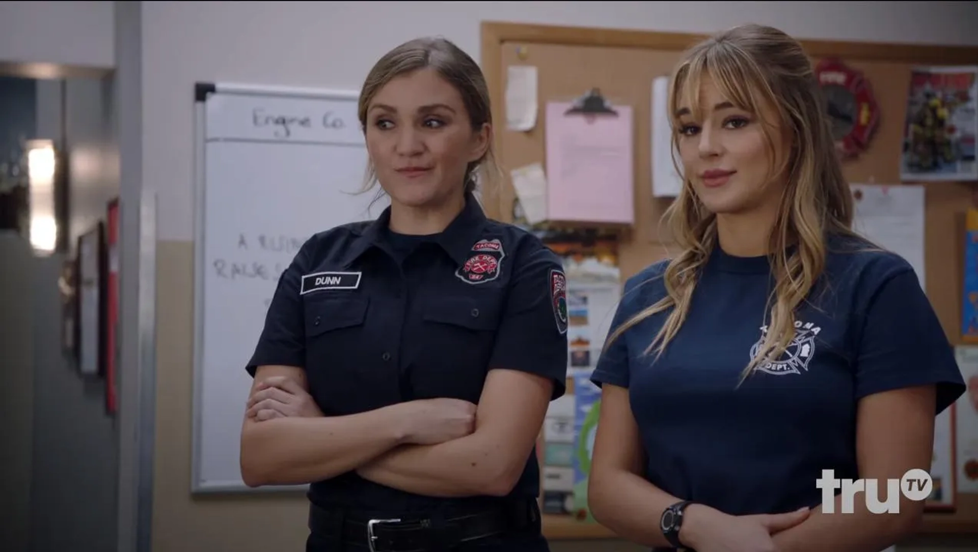 Jessica Lowe and Hassie Harrison in Tacoma FD: Lucy Wants a Friend (2020)