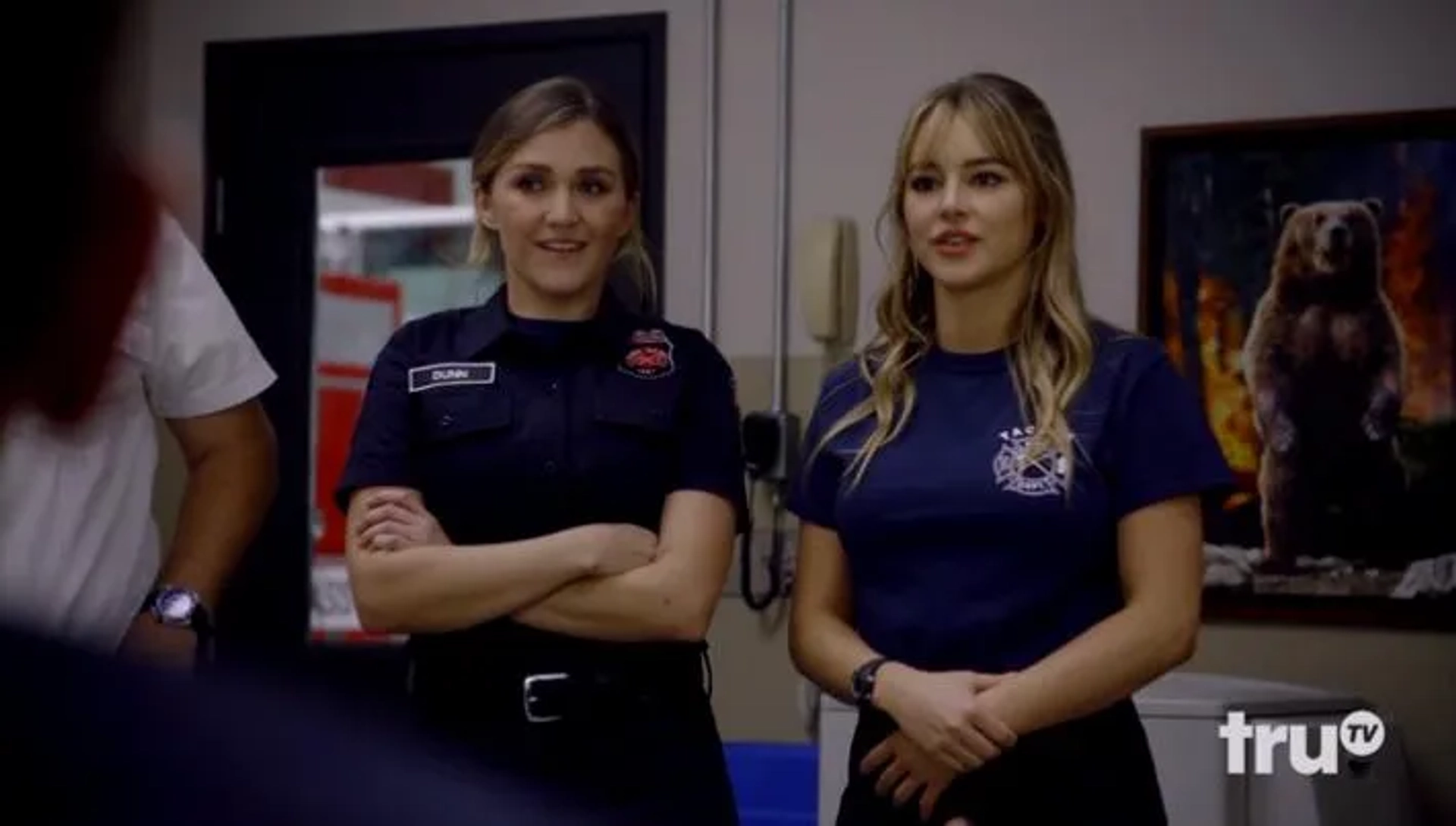 Jessica Lowe and Hassie Harrison in Tacoma FD: Lucy Wants a Friend (2020)