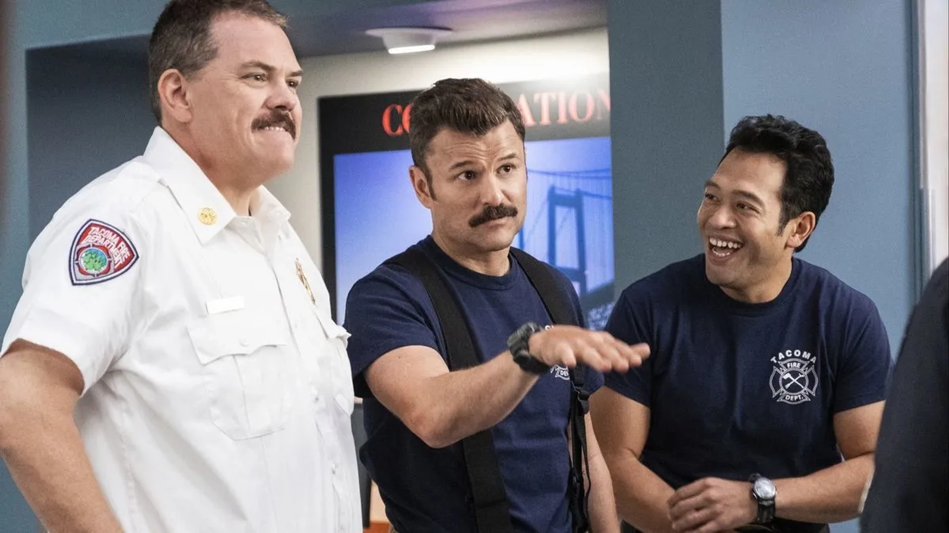 Kevin Heffernan, Steve Lemme, and Eugene Cordero in Tacoma FD (2019)