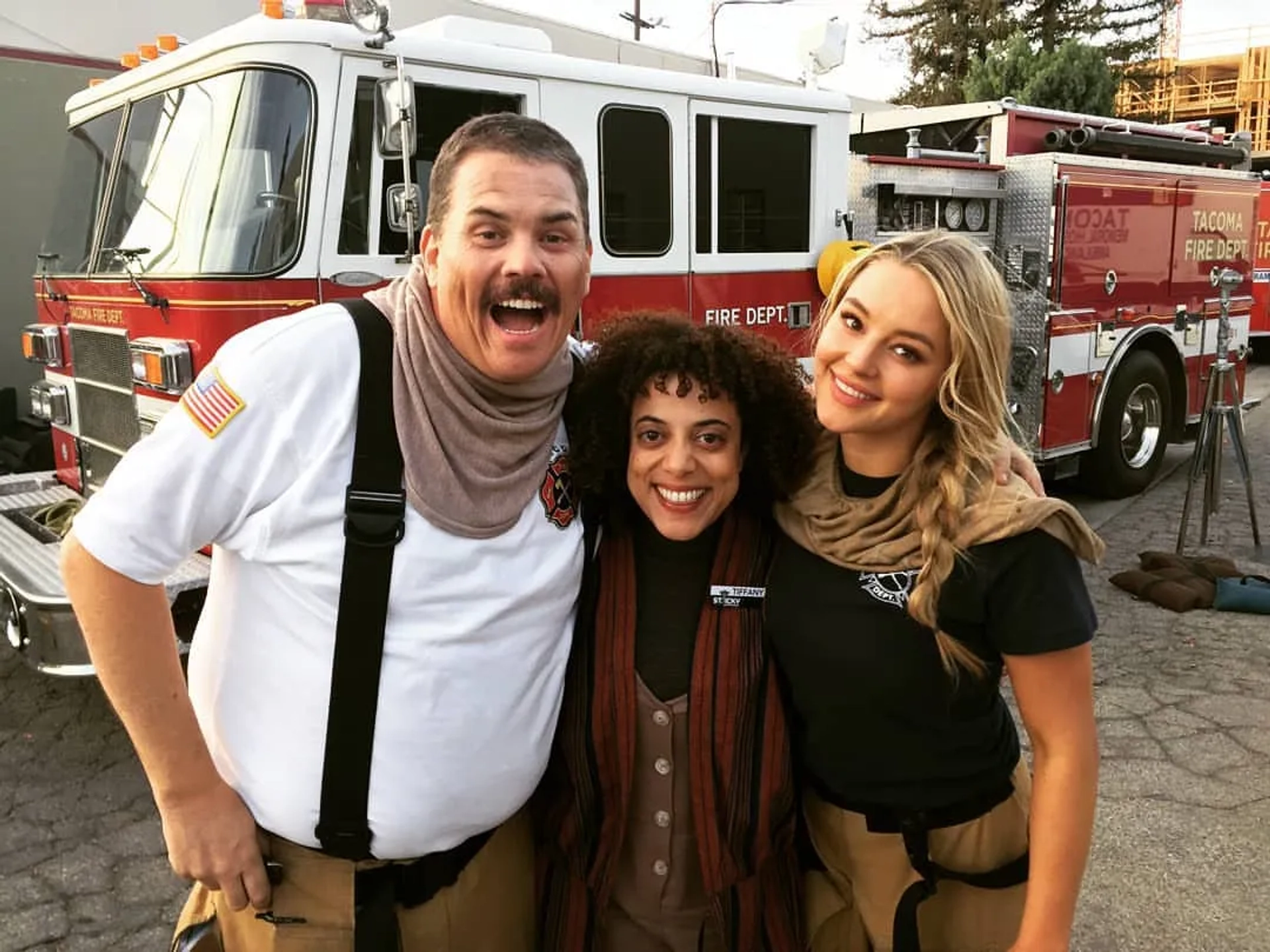 Kevin Heffernan, Jessica Jones, and Hassie Harrison in Tacoma FD (2019)