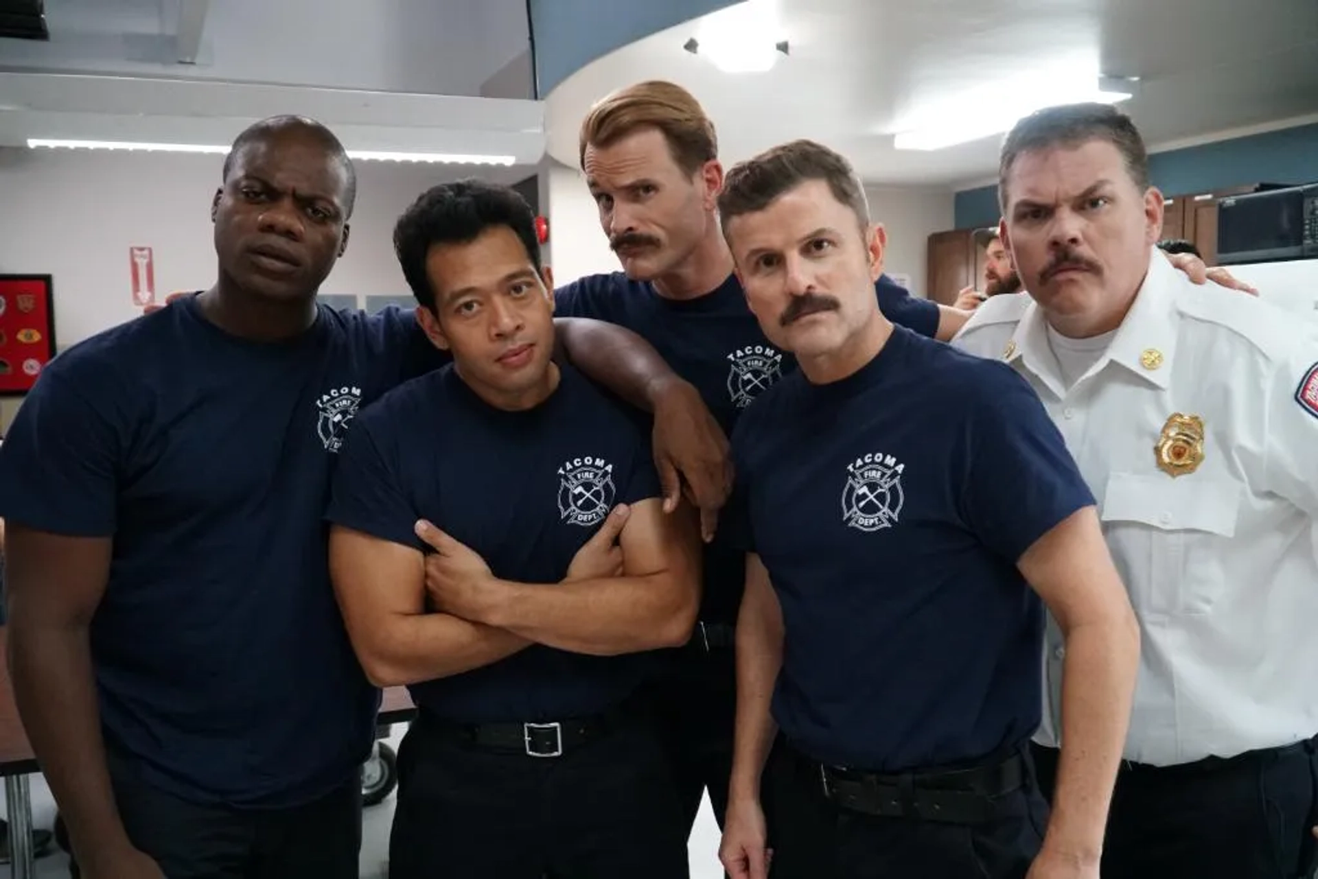 Kevin Heffernan, Gabriel Hogan, Steve Lemme, Eugene Cordero, and Marcus Henderson in Tacoma FD (2019)