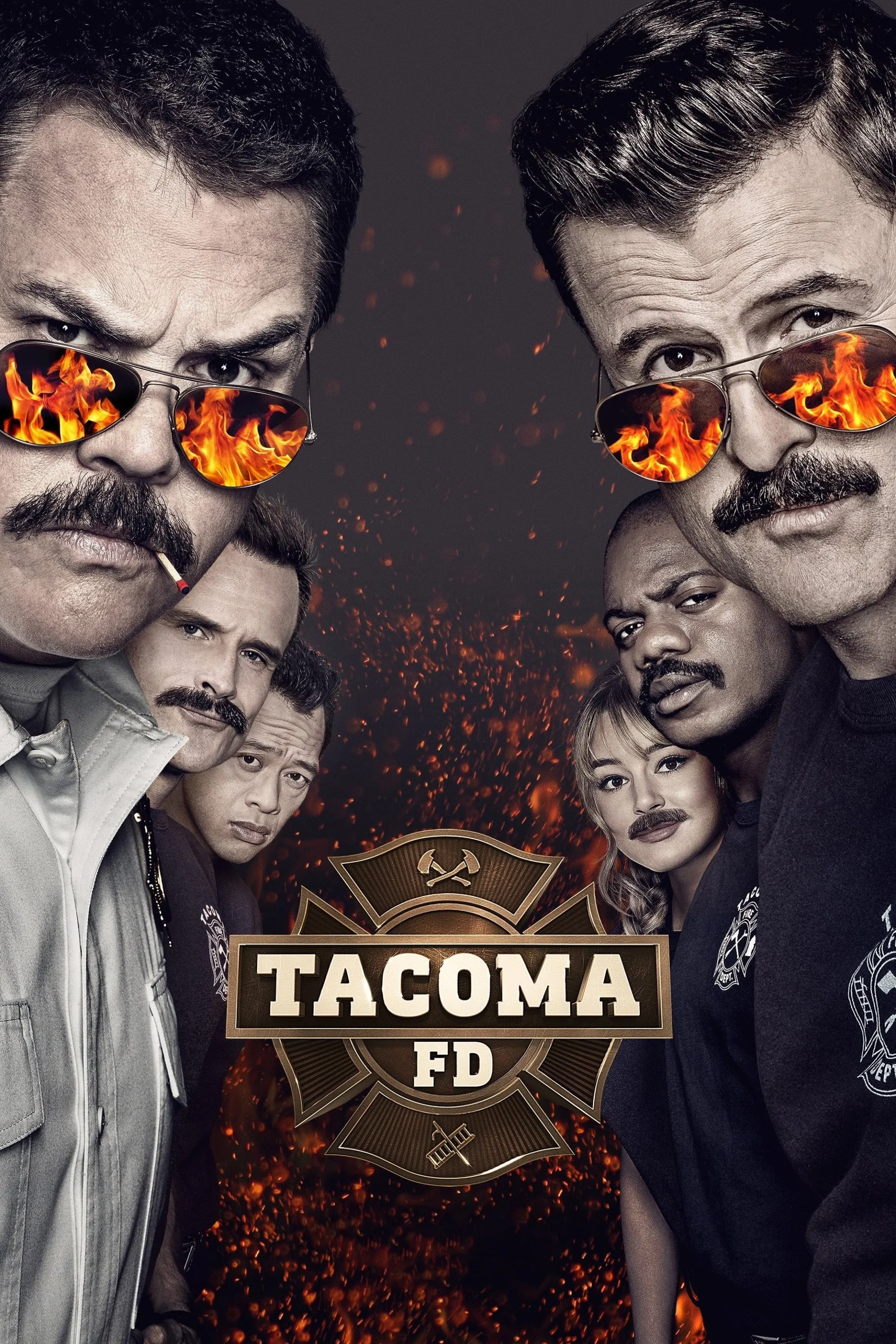 Kevin Heffernan, Gabriel Hogan, Steve Lemme, Eugene Cordero, Marcus Henderson, and Hassie Harrison in Tacoma FD (2019)