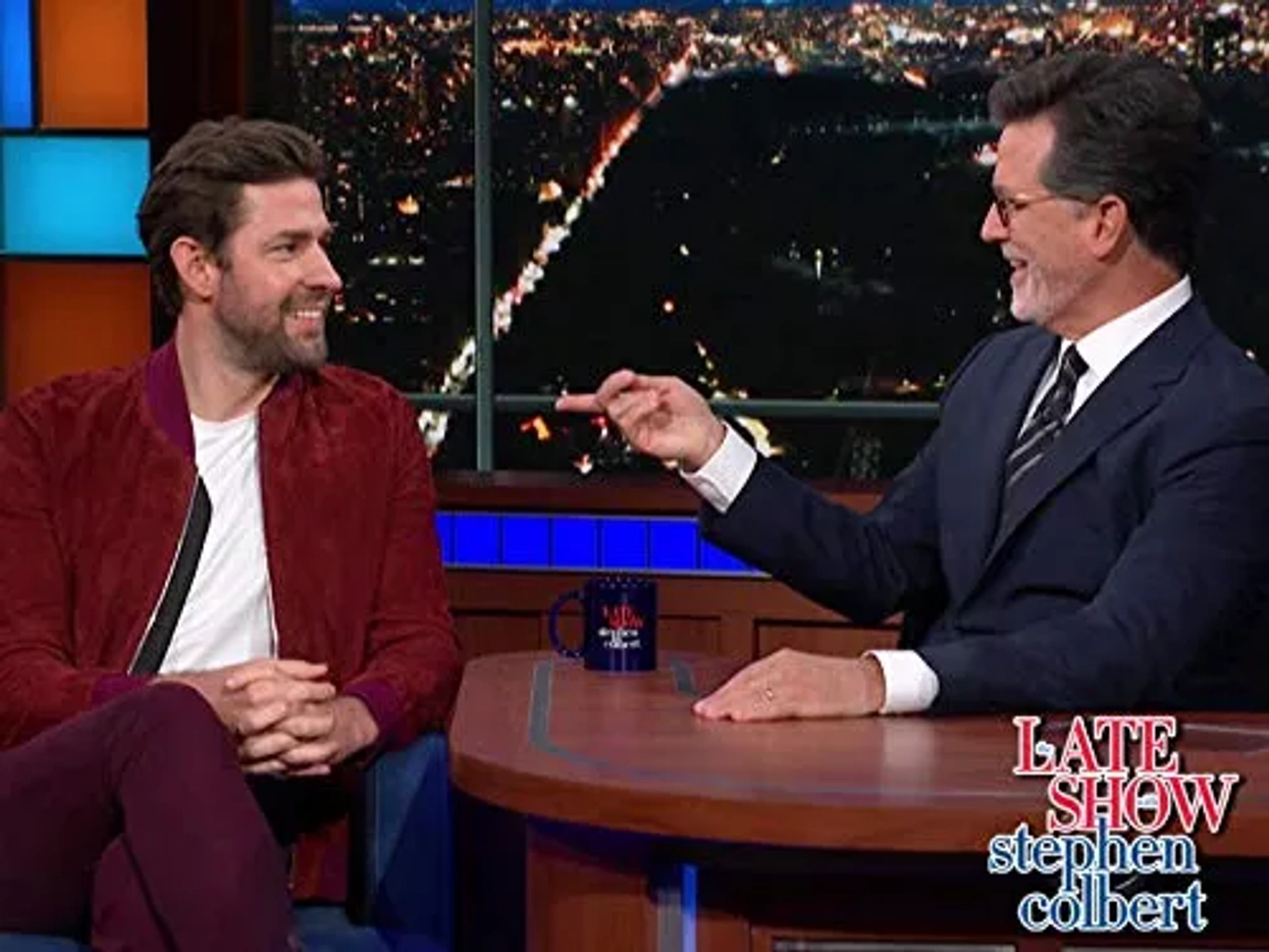 Stephen Colbert and John Krasinski in The Late Show with Stephen Colbert (2015)