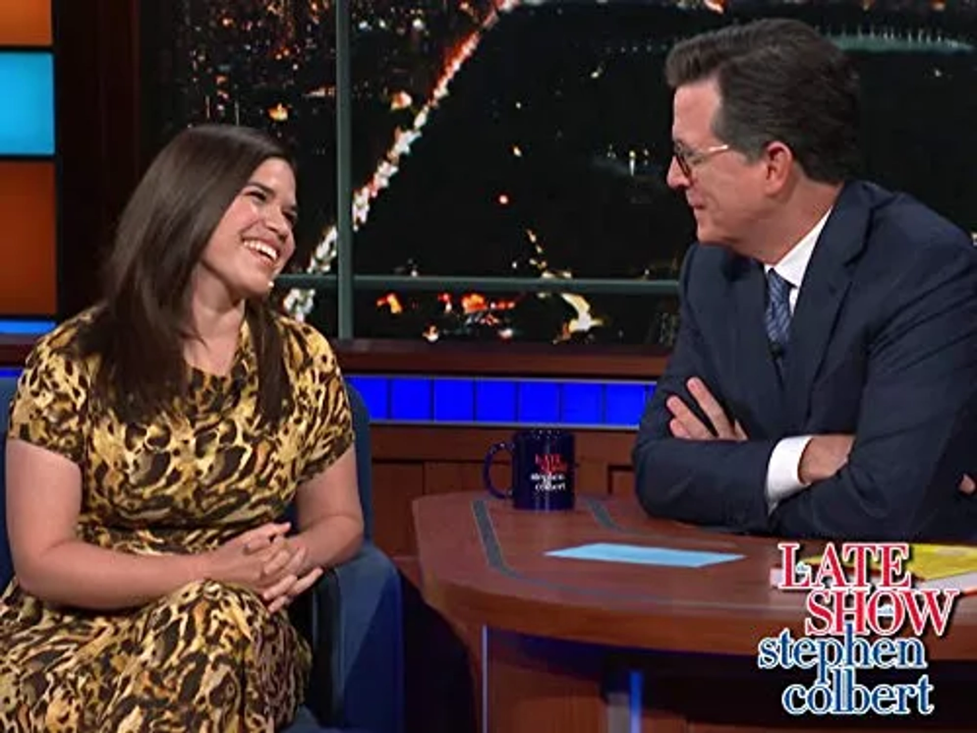 Stephen Colbert and America Ferrera in The Late Show with Stephen Colbert (2015)