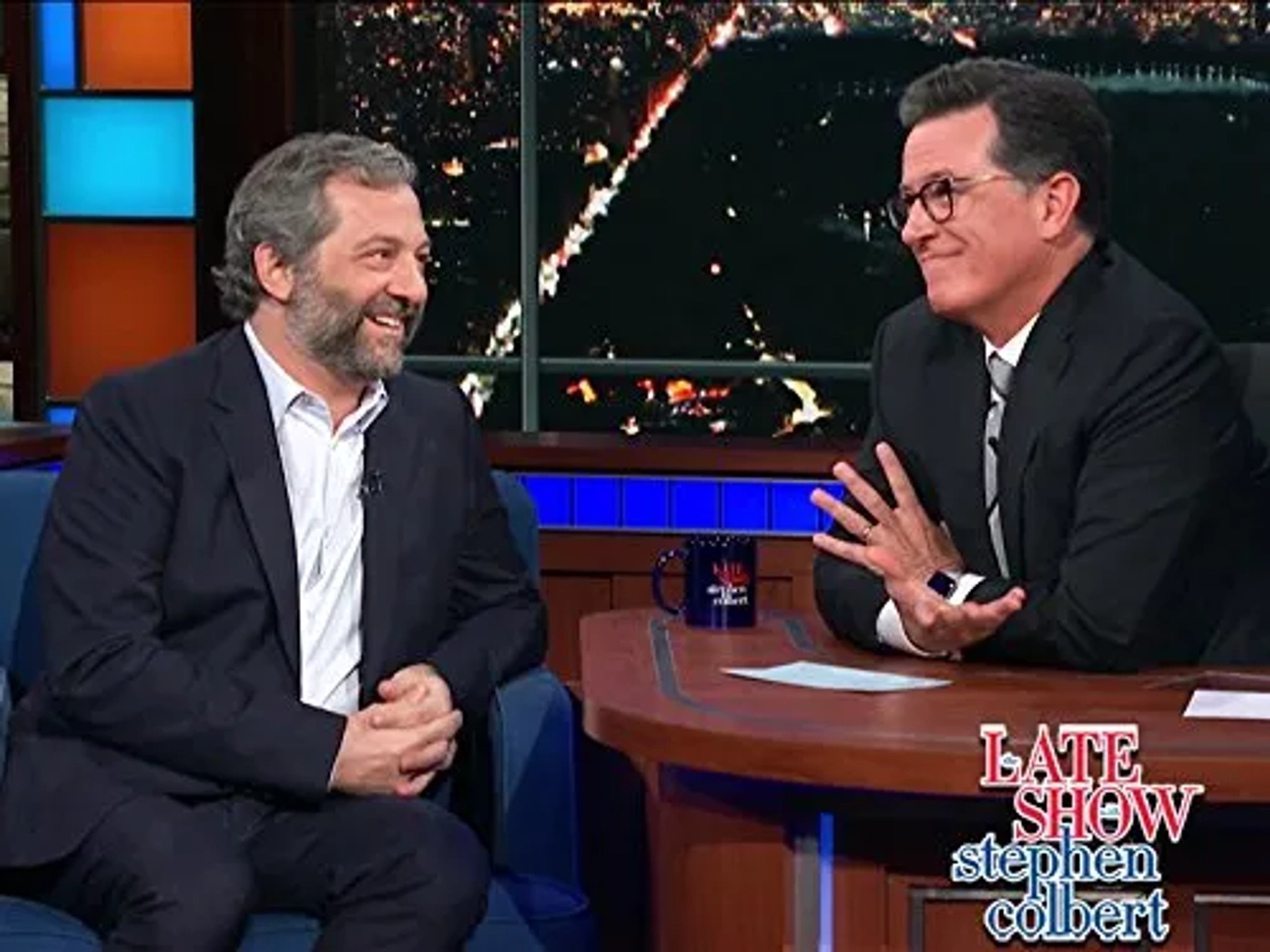 Judd Apatow and Stephen Colbert in The Late Show with Stephen Colbert (2015)