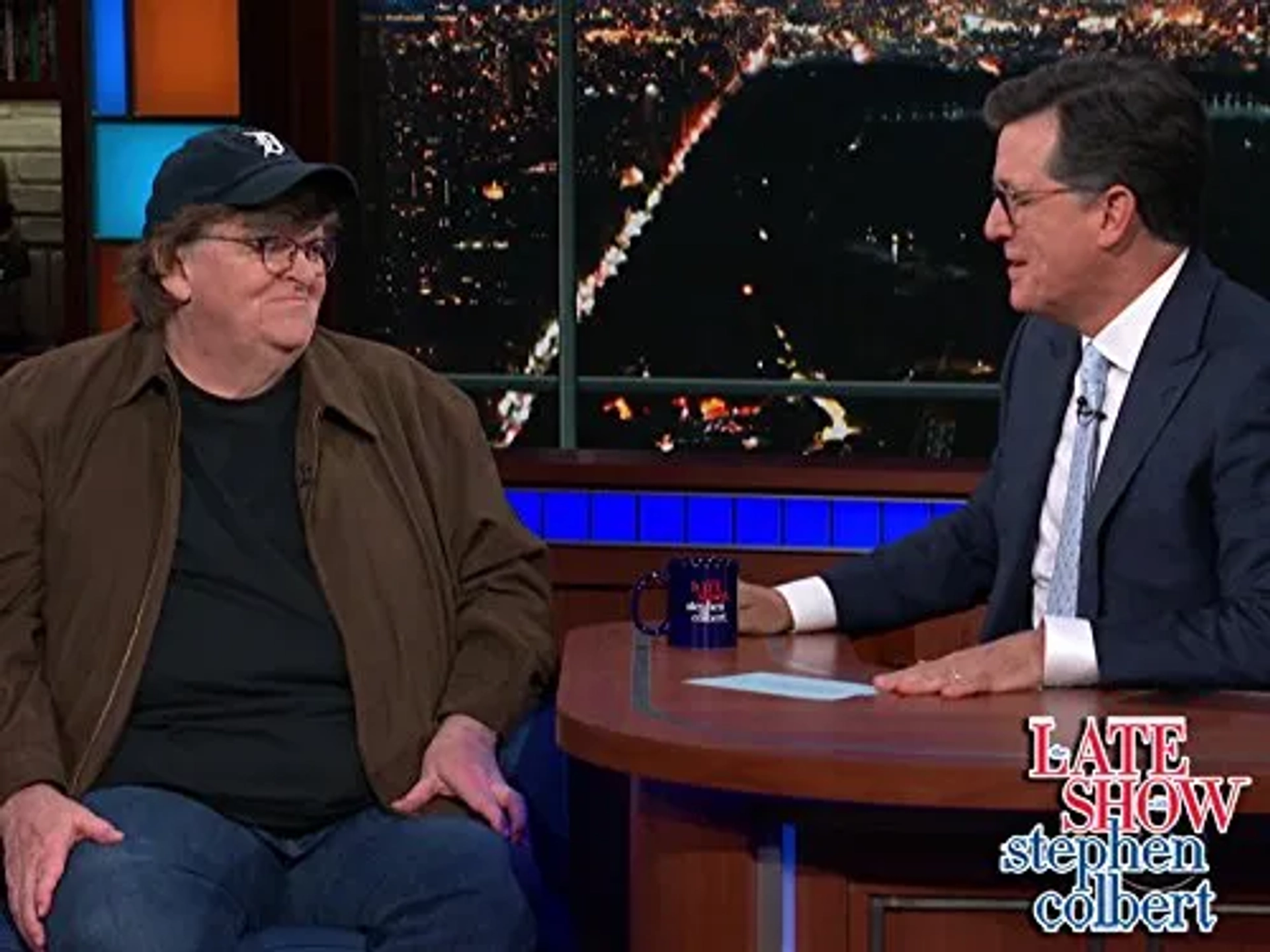 Stephen Colbert and Michael Moore in The Late Show with Stephen Colbert (2015)