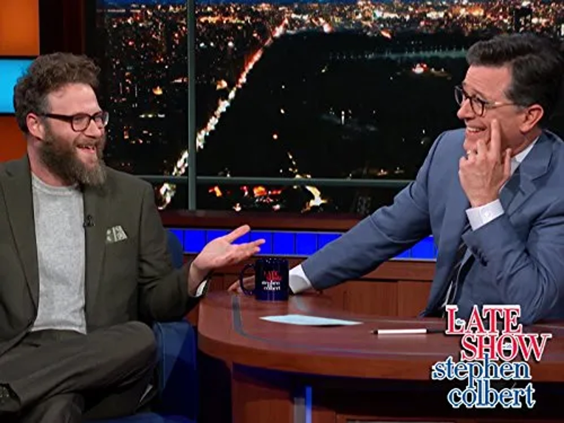 Stephen Colbert and Seth Rogen in The Late Show with Stephen Colbert (2015)