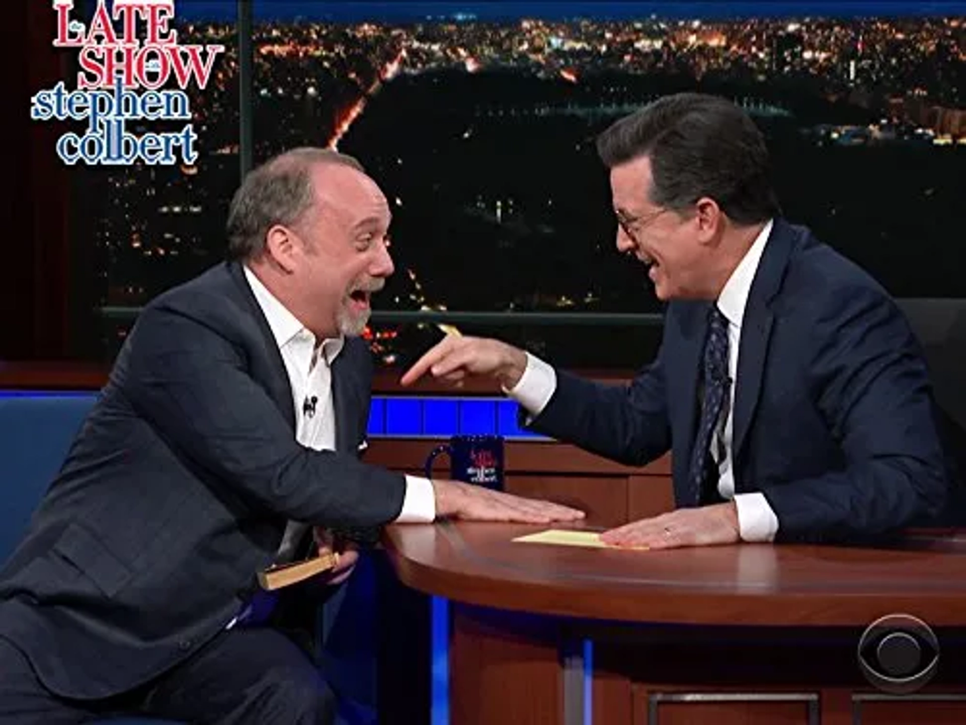 Stephen Colbert and Paul Giamatti in The Late Show with Stephen Colbert (2015)