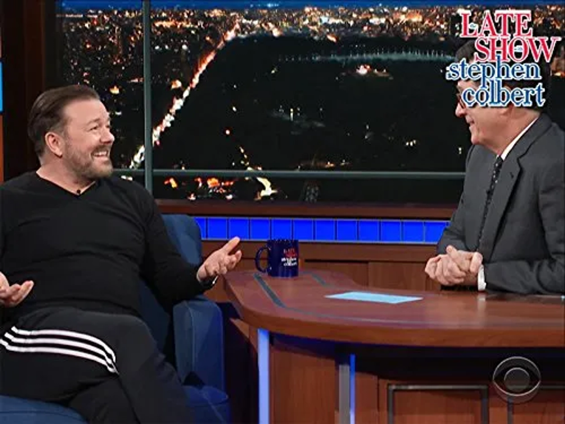 Stephen Colbert and Ricky Gervais in The Late Show with Stephen Colbert (2015)