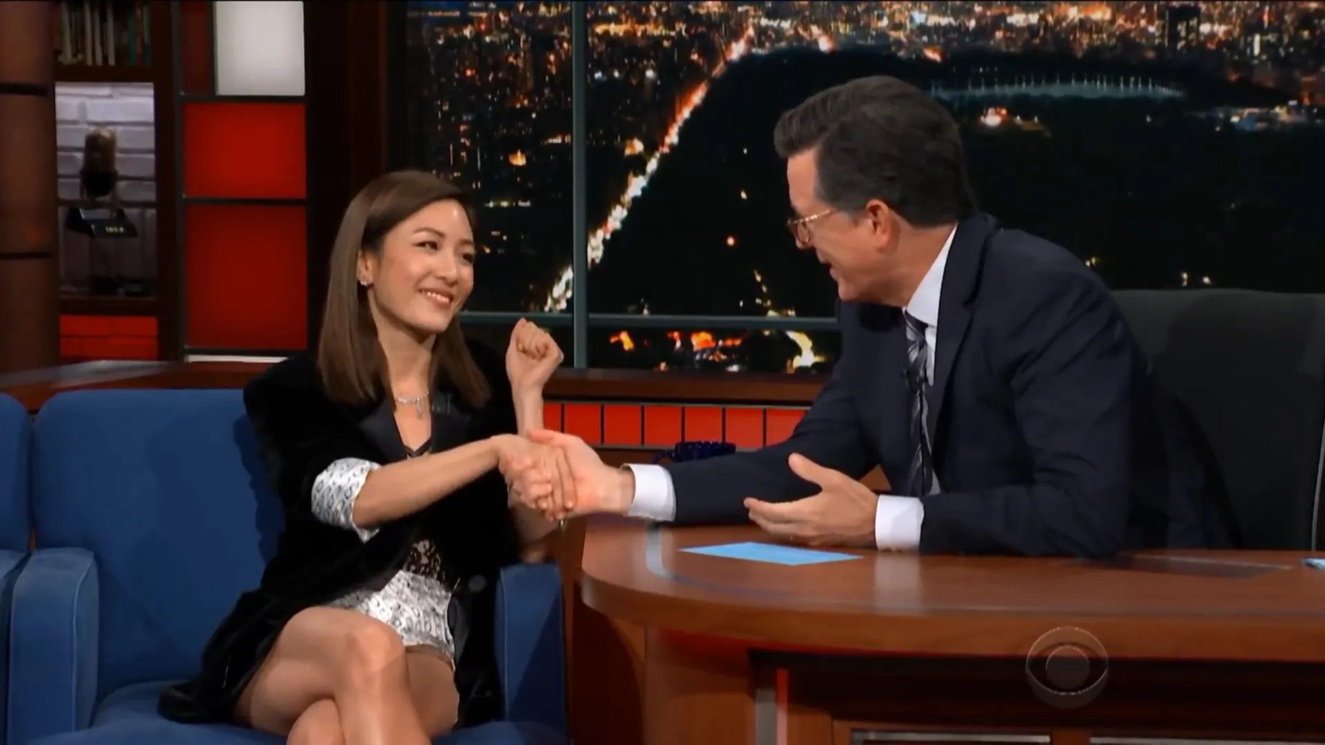 Stephen Colbert and Constance Wu in The Late Show with Stephen Colbert (2015)