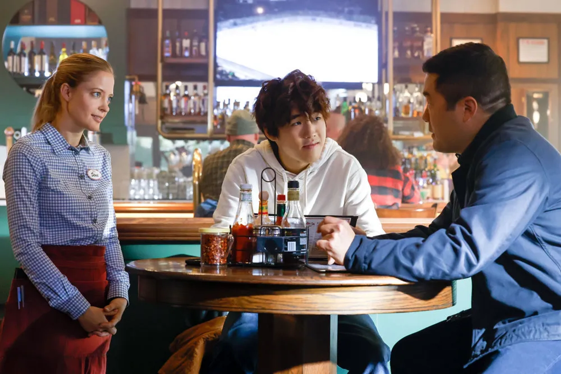 Tim Kang, Lance Lim, and Cynthia Aldrich in Magnum P.I.: Out of Sight, Out of Mind (2023)