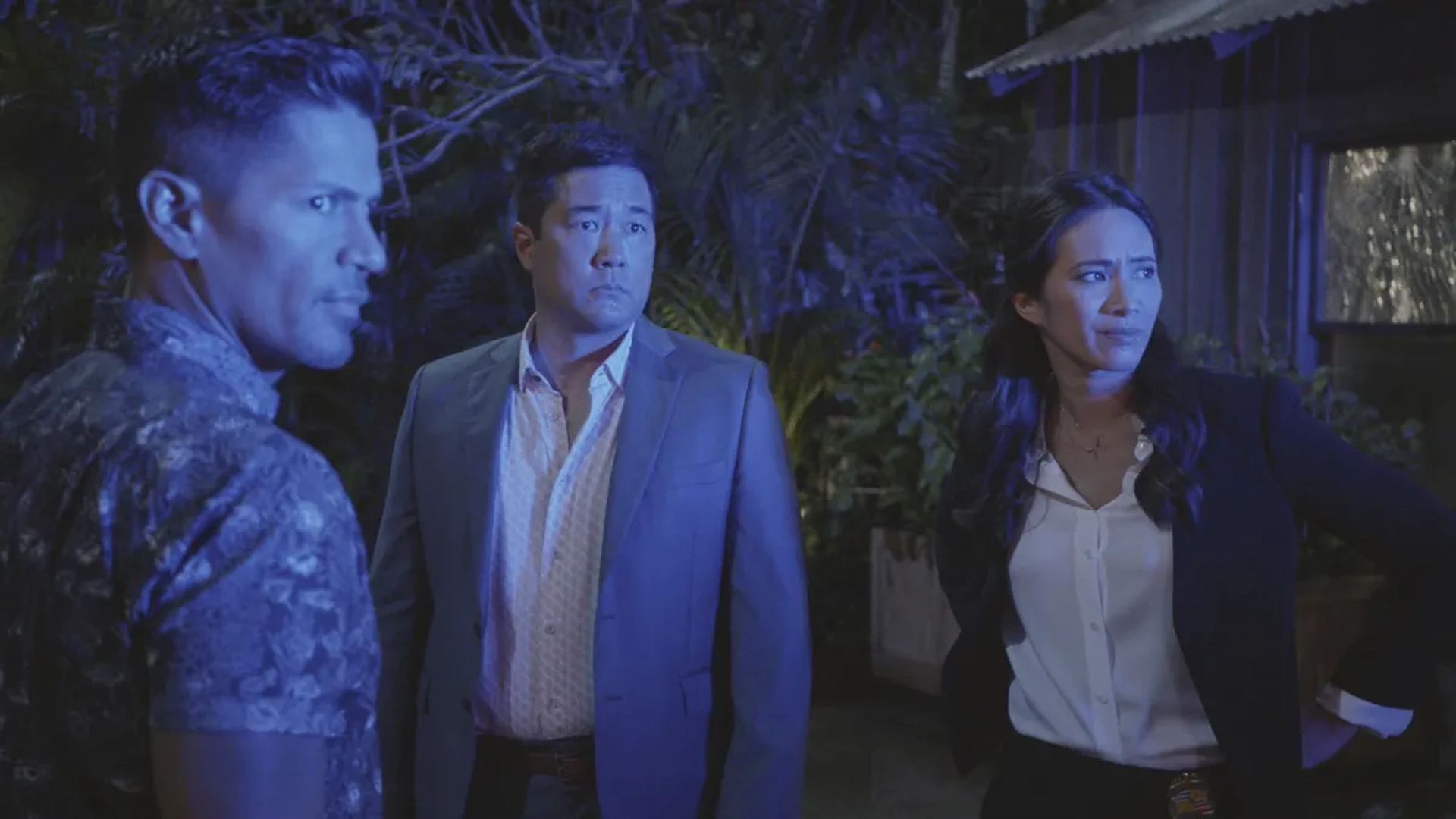 Jay Hernandez, Tim Kang, and Chantal Thuy in Magnum P.I.: A Fire in the Ashes (2021)