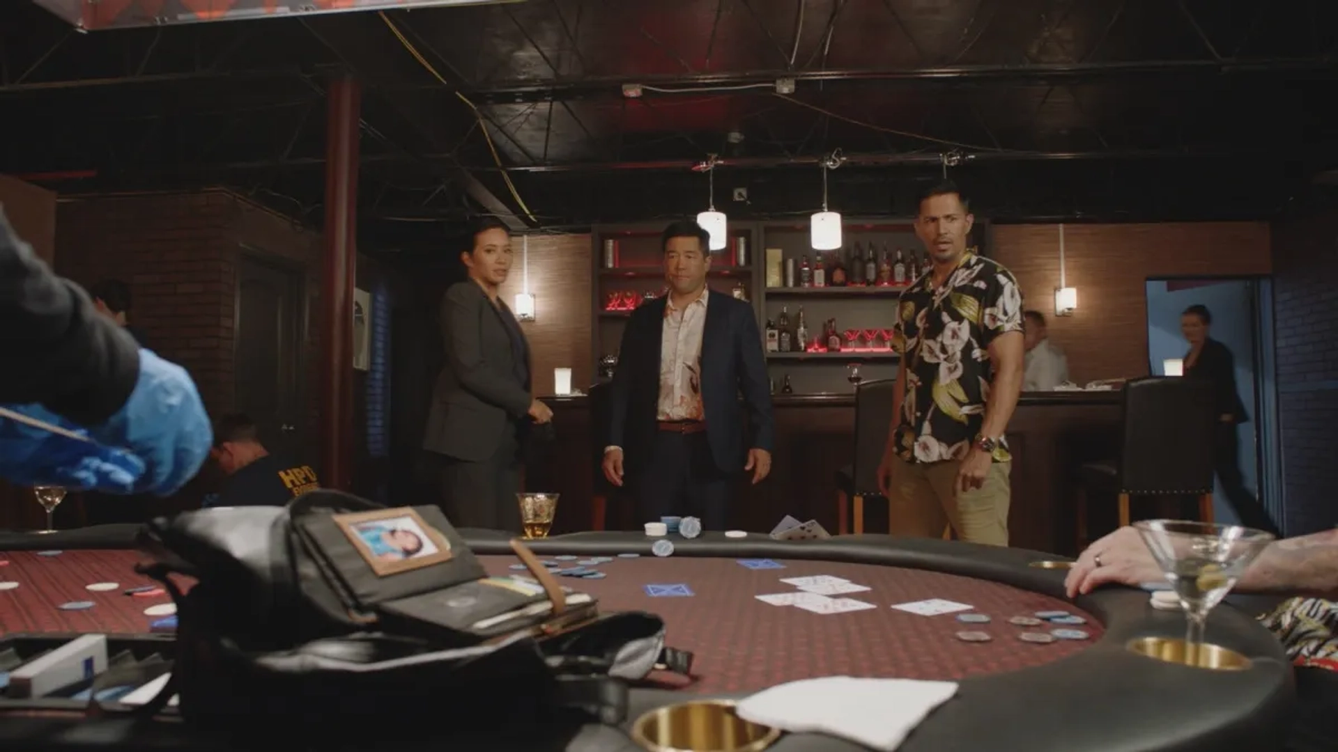 Jay Hernandez, Tim Kang, and Chantal Thuy in Magnum P.I.: Island Vibes (2021)