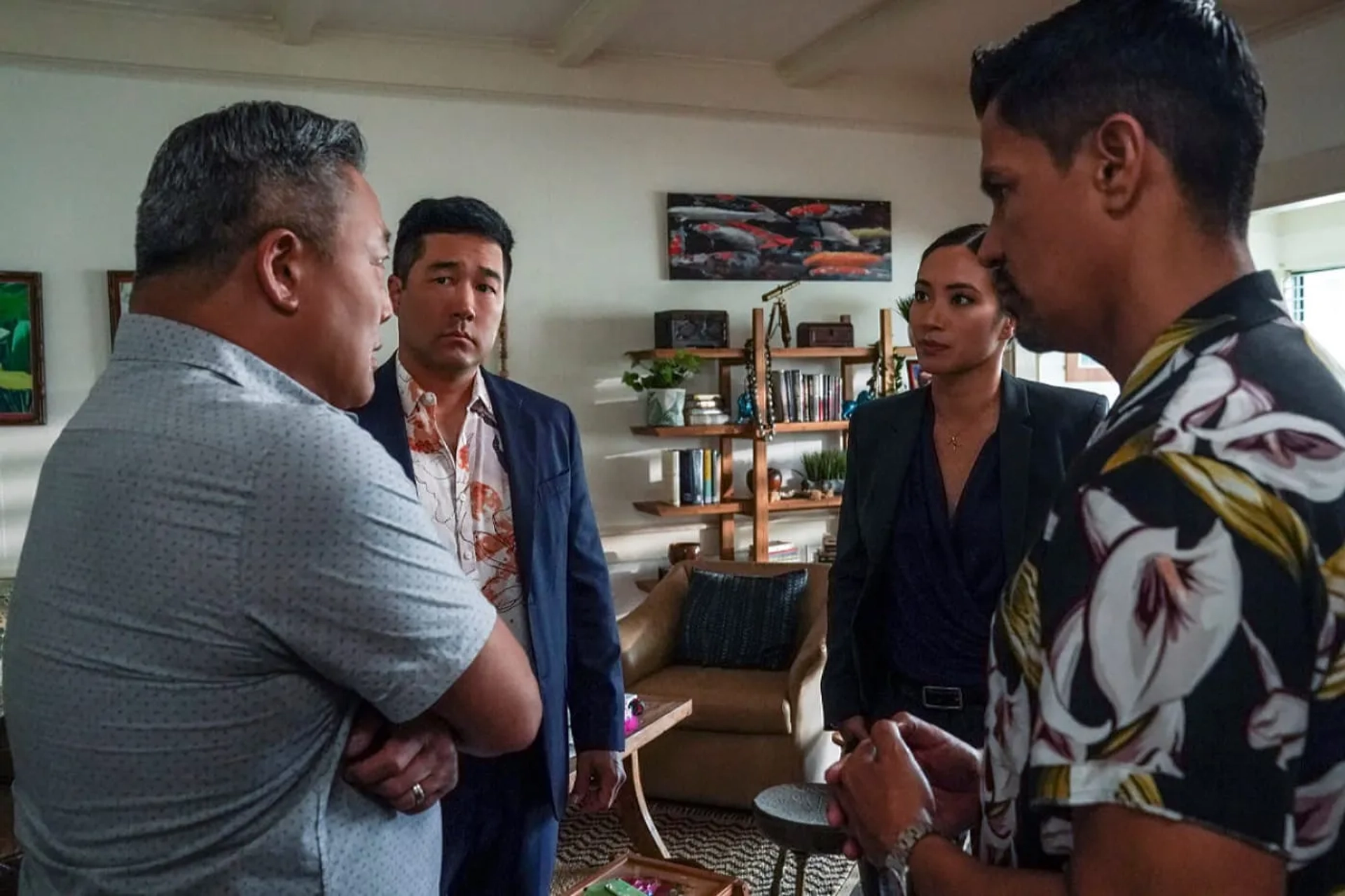 Jay Hernandez, Tim Kang, and Chantal Thuy in Magnum P.I.: Island Vibes (2021)