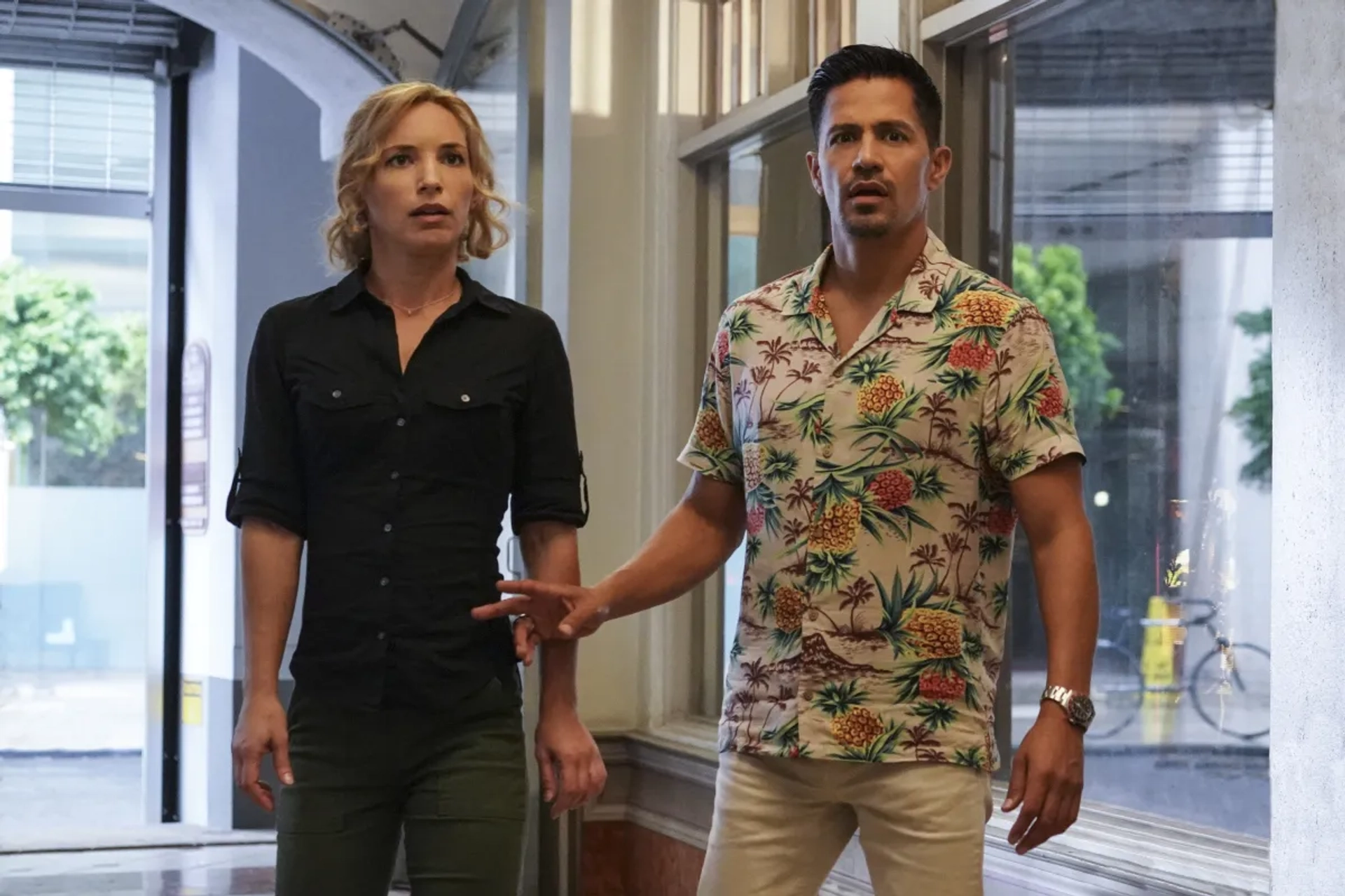 Jay Hernandez and Perdita Weeks in Magnum P.I.: Whispers of Death (2021)