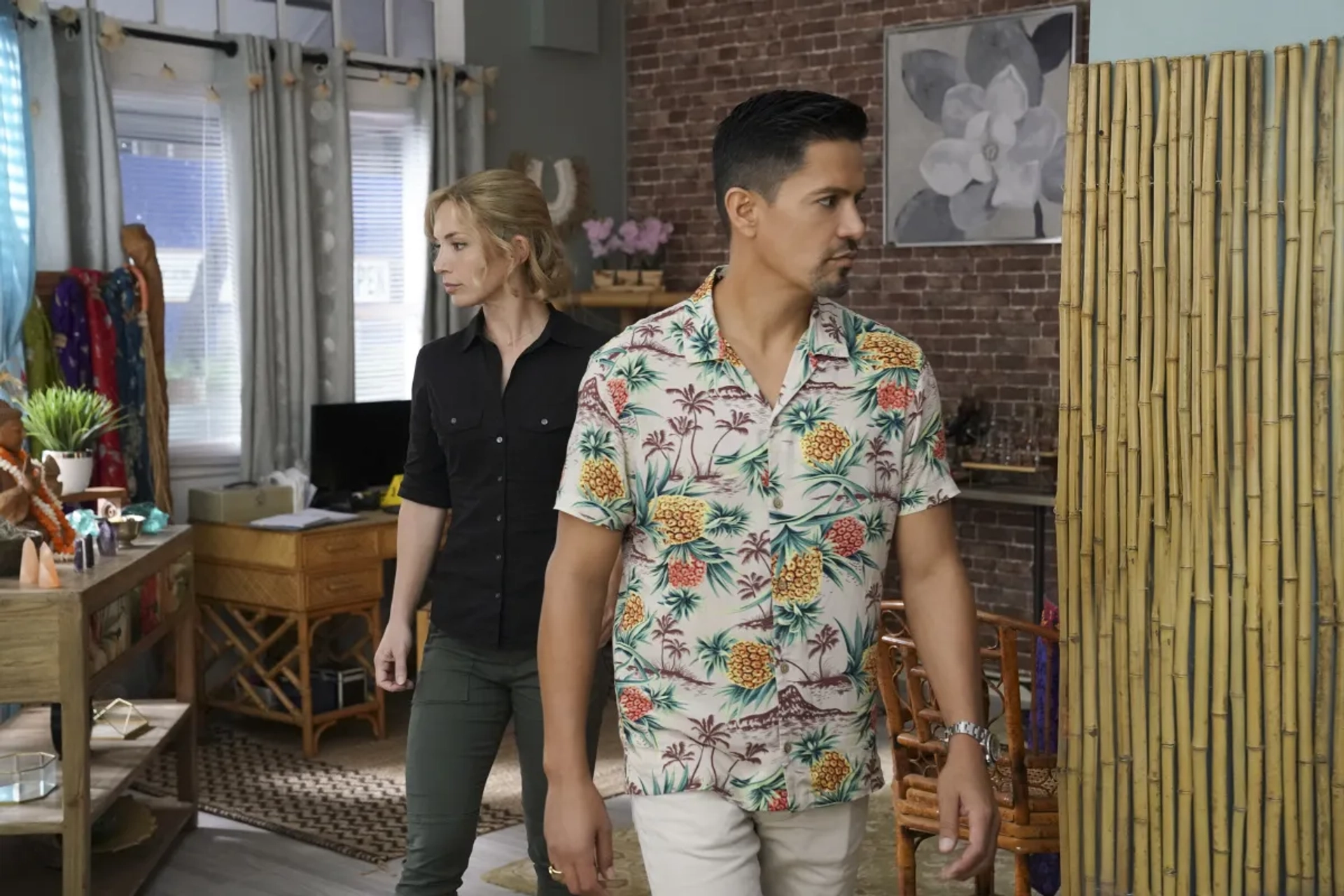 Jay Hernandez and Perdita Weeks in Magnum P.I.: Whispers of Death (2021)