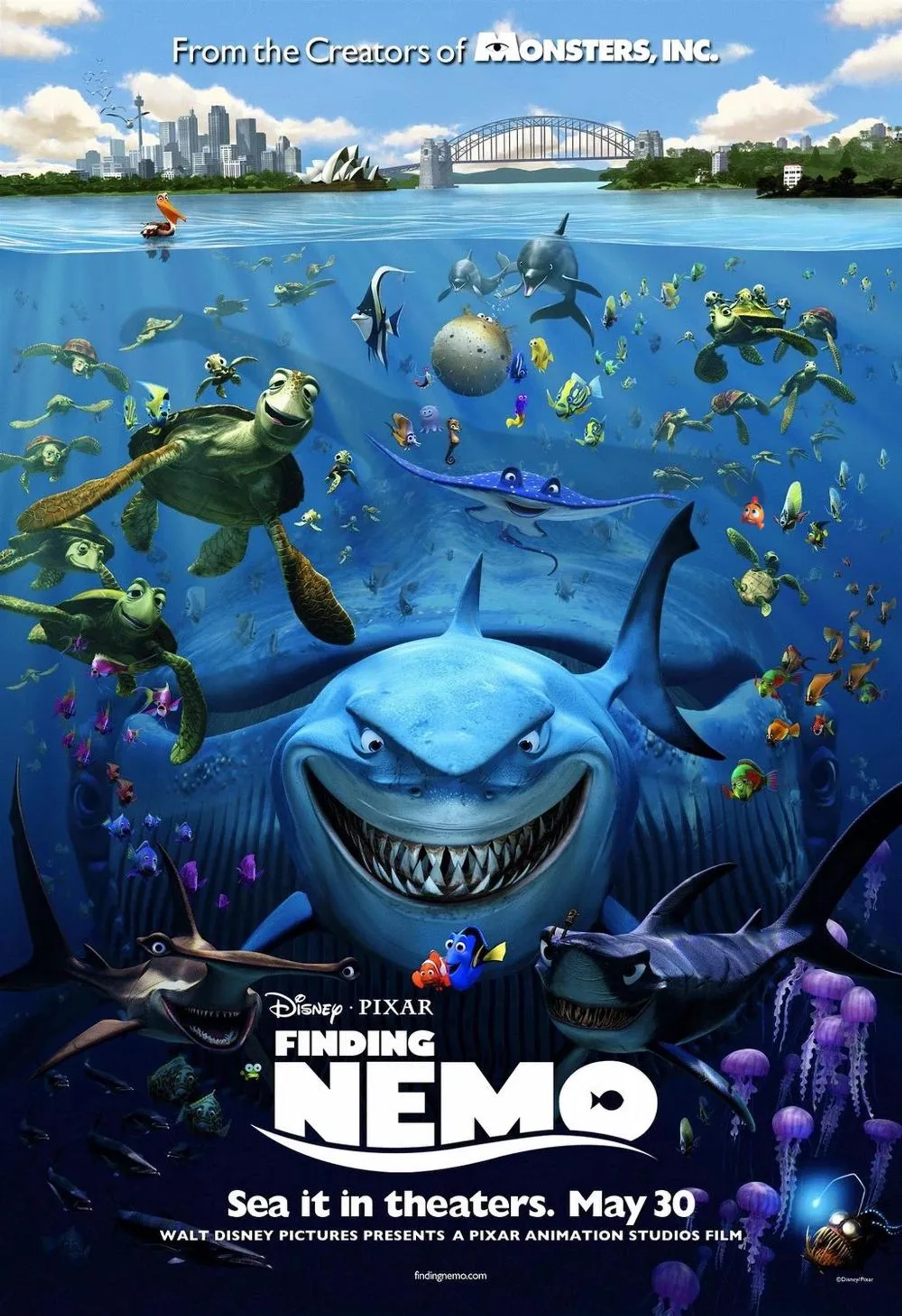 Albert Brooks, Ellen DeGeneres, Elizabeth Perkins, Geoffrey Rush, Andrew Stanton, Brad Garrett, Barry Humphries, Vicki Lewis, Austin Pendleton, Bob Peterson, Joe Ranft, Stephen Root, Alexander Gould, and Nicholas Bird in Finding Nemo (2003)