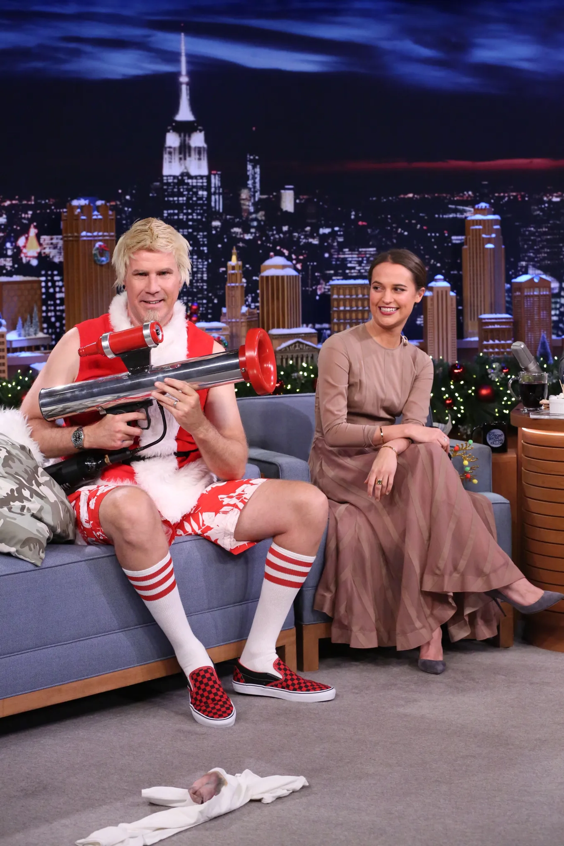 Will Ferrell and Alicia Vikander at an event for The Tonight Show Starring Jimmy Fallon (2014)