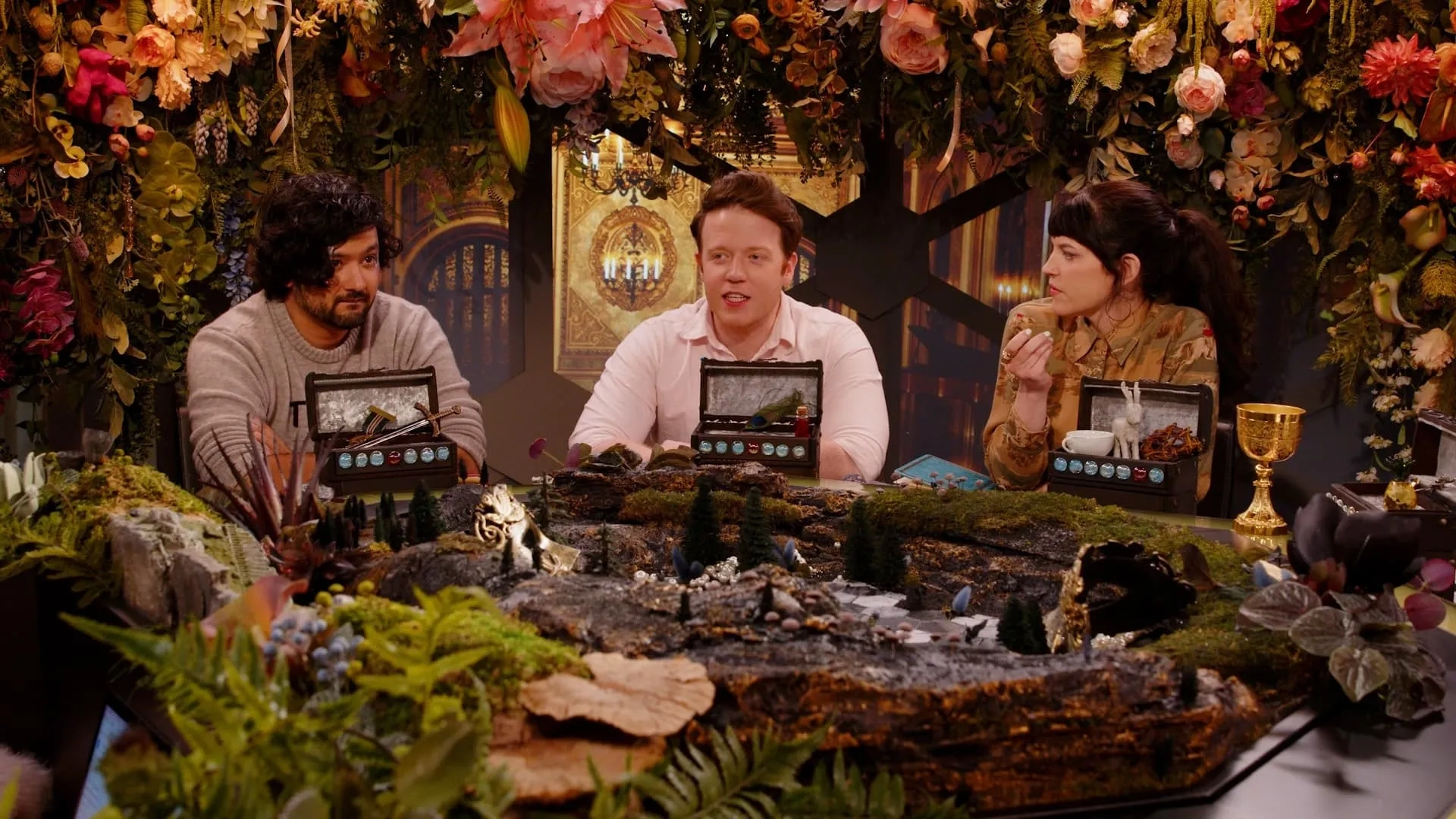 Emily Axford, Brennan Lee Mulligan, and Omar Najam in Dimension 20: The Masquerade Ball (2022)