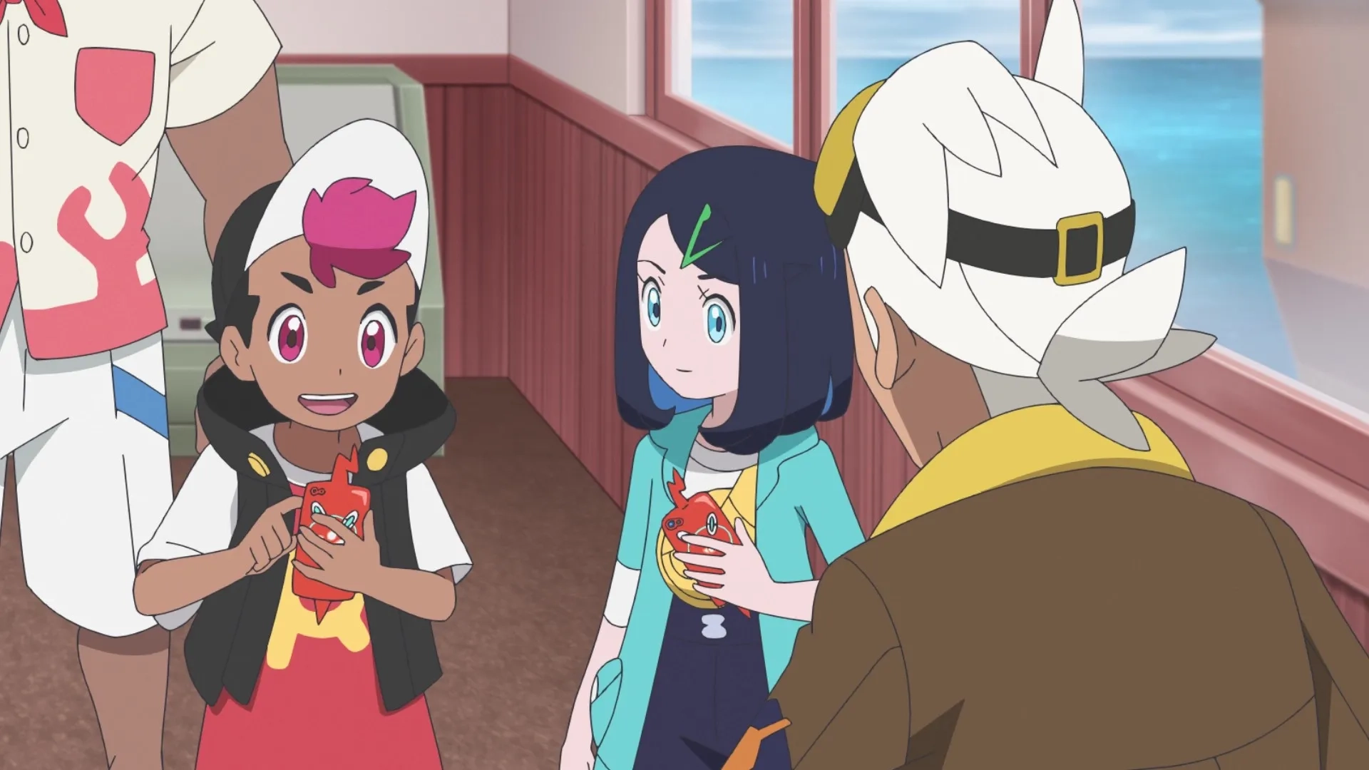 Yuka Terasaki, Taku Yashiro, and Minori Suzuki in Pokémon Horizons (2023)