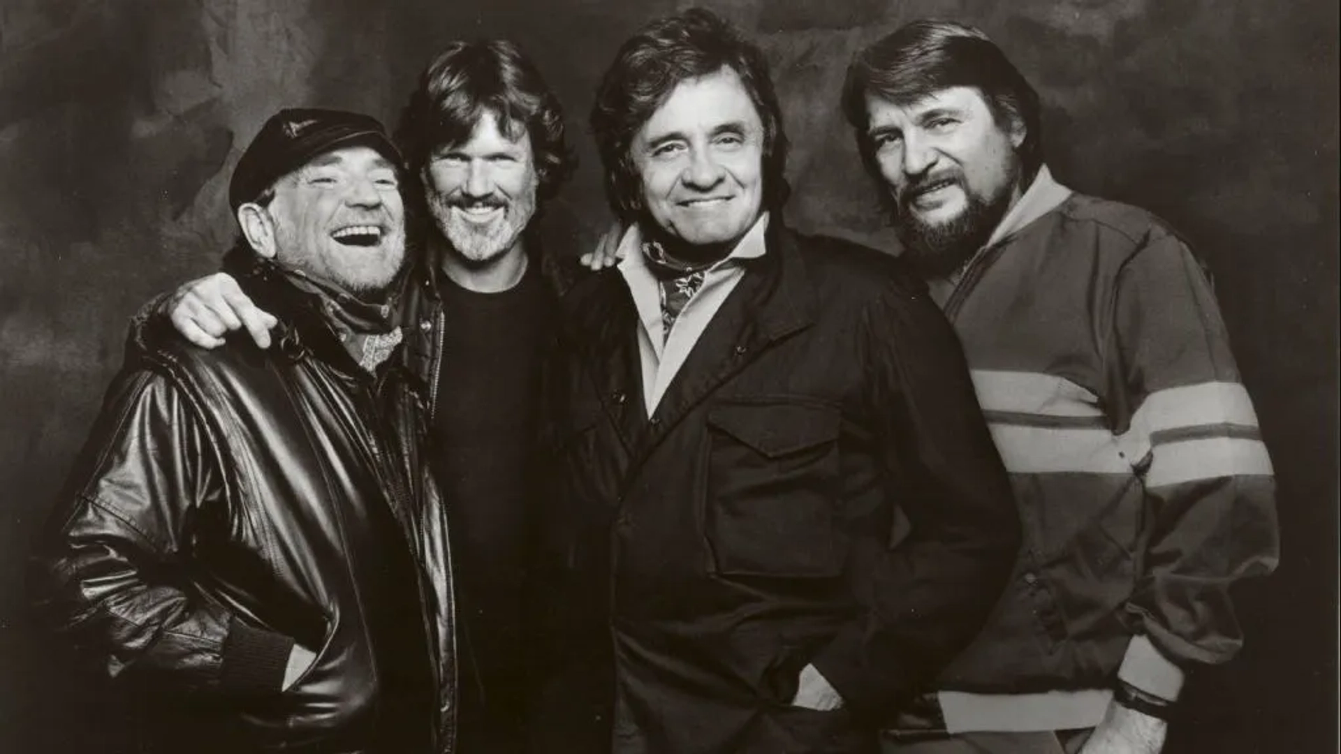 Kris Kristofferson, Willie Nelson, Johnny Cash, and Waylon Jennings in American Masters (1985)