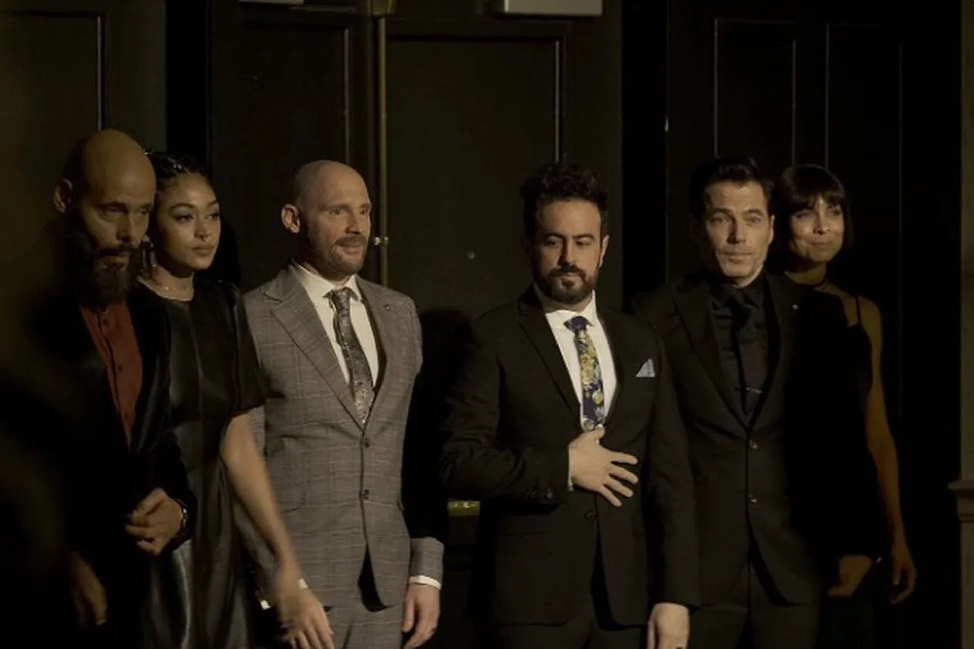 Tim Rozon, Maurice Dean Wint, Adam Korson, Tennille Read, Paul Ewan Wilson, and Savannah Basley in SurrealEstate (2021)