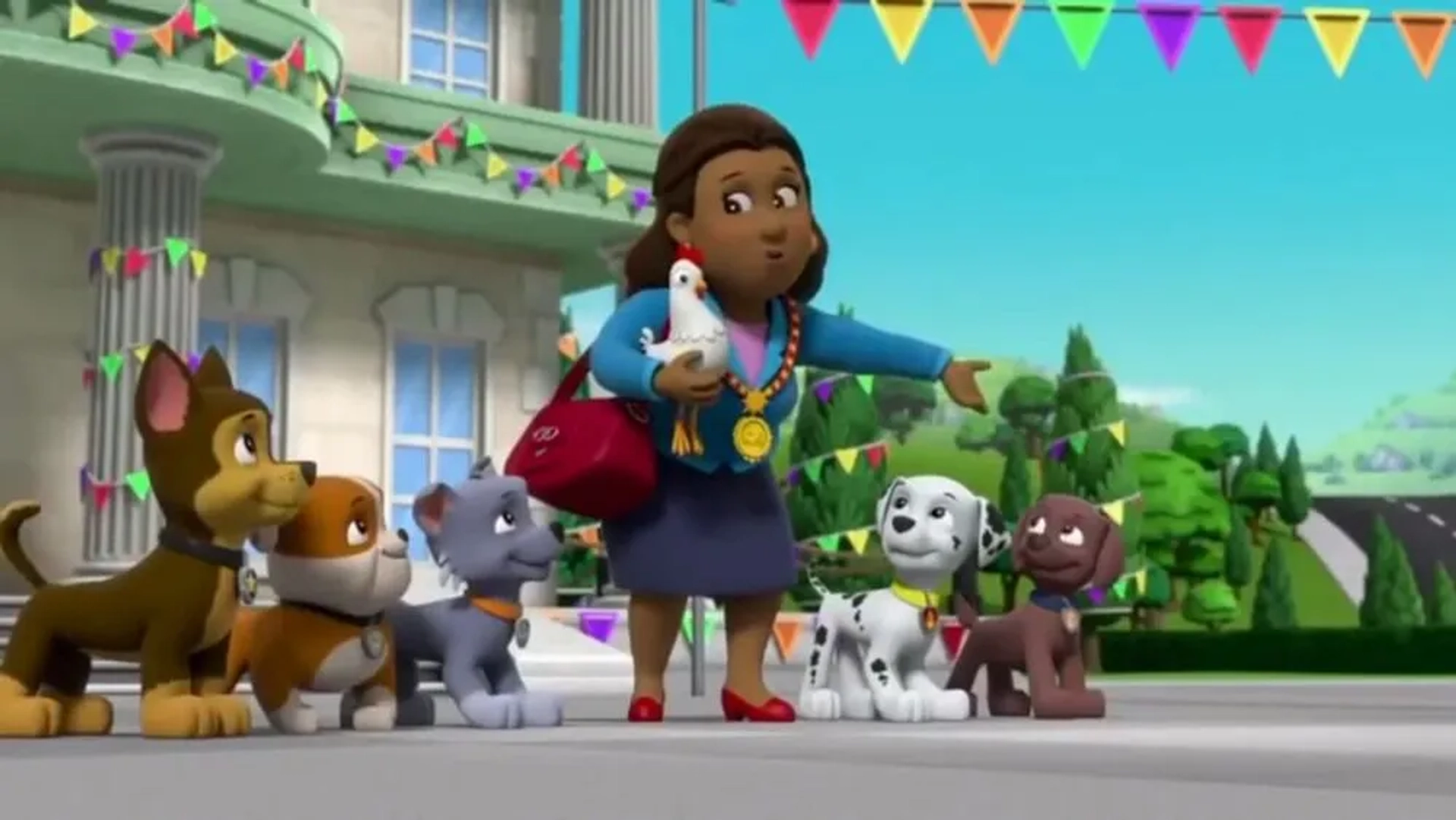 Kim Roberts, Johnathan Sturgess, Devan Cohen, Alex Thorne, Carter Thorne, Stuart Ralston, Samuel Faraci, Max Calinescu, Keegan Hedley, Justin Paul Kelly, Samuel Woodward, Shayle Simons, and Jackson Reid in PAW Patrol: Pups Save Election Day/Pups Save the Bubble Monkeys (2020)