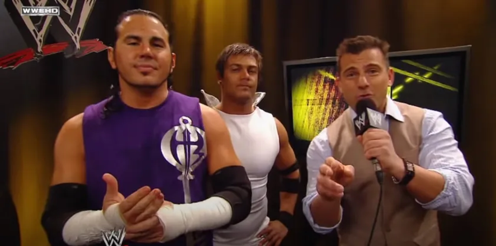 Matt Hardy, Matthew Kaye, and Paul Lloyd Jr. in WWE NXT (2010)