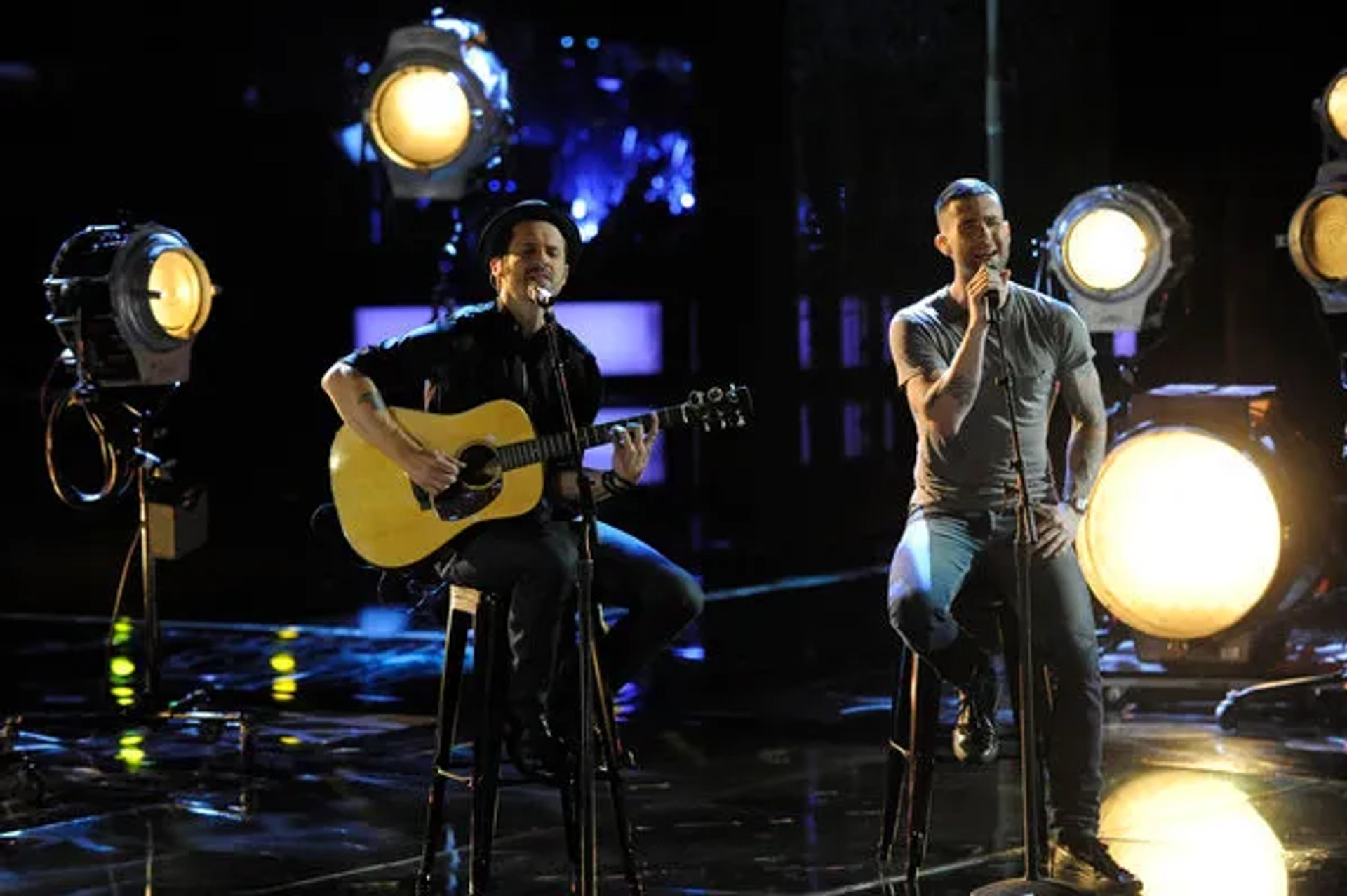 Tony Lucca and Adam Levine in The Voice (2011)