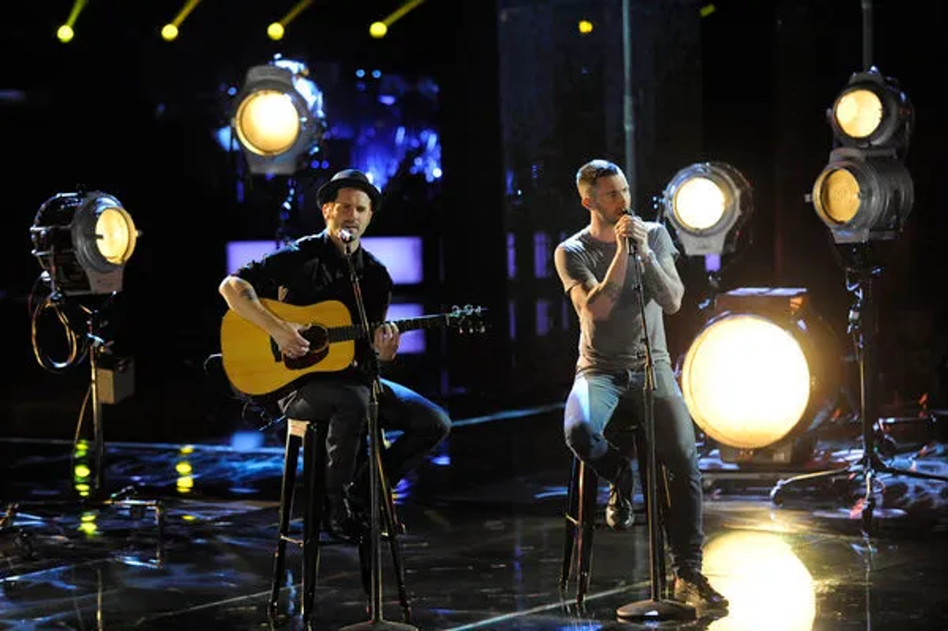 Tony Lucca and Adam Levine in The Voice (2011)