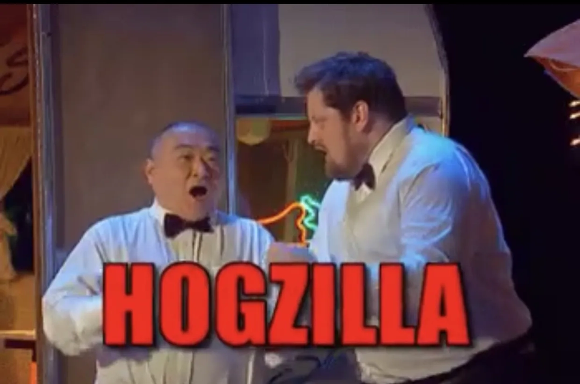 Yuki Nakamura and John Patrick Brennan in The Last Drive-In with Joe Bob Briggs: Hogzilla (2020)