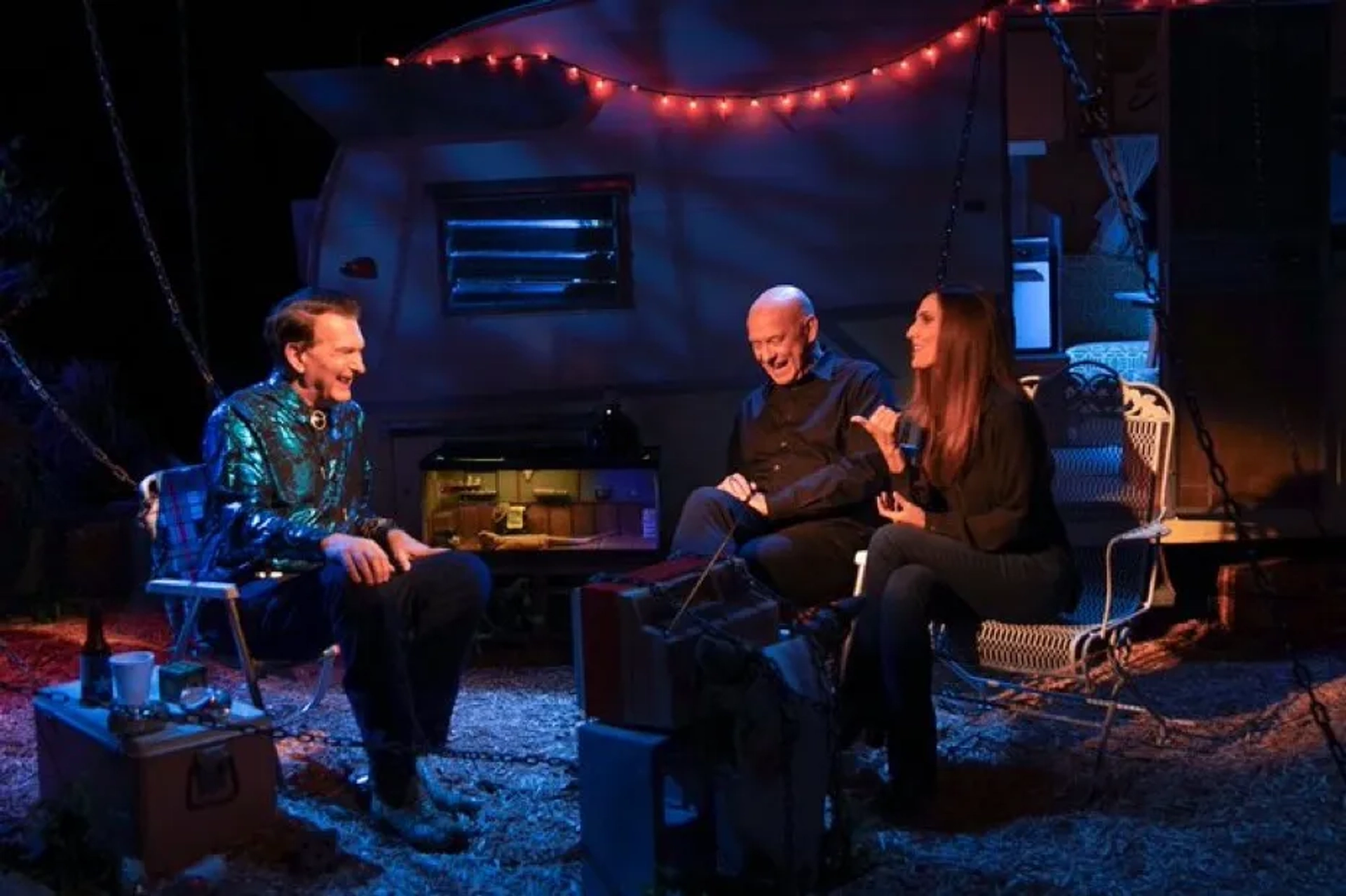 John Bloom, Doug Bradley, and Ashley Laurence in The Last Drive-In with Joe Bob Briggs: Hellbound: Hellraiser II (2020)