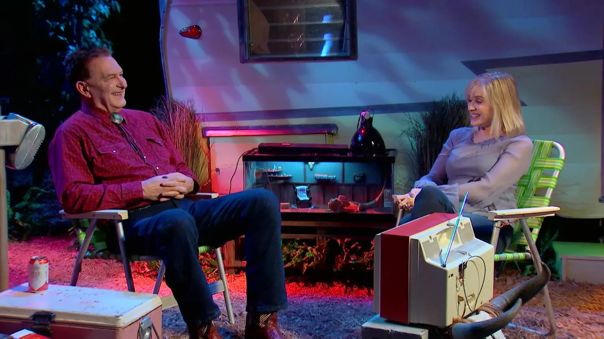 John Bloom and Barbara Crampton in The Last Drive-In with Joe Bob Briggs: Castle Freak (2019)