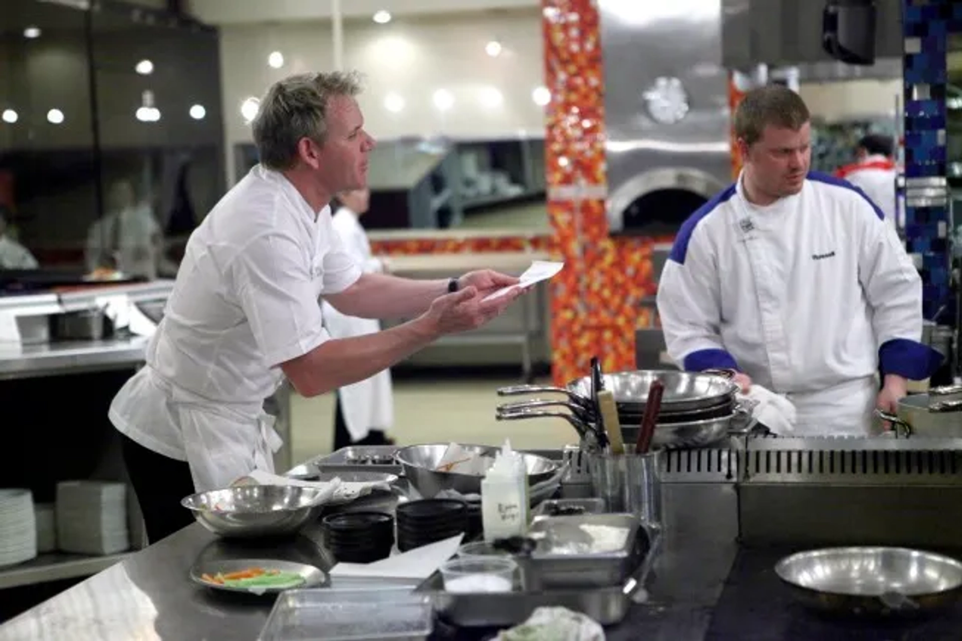 Gordon Ramsay and Russell Kook II in Hell's Kitchen (2005)