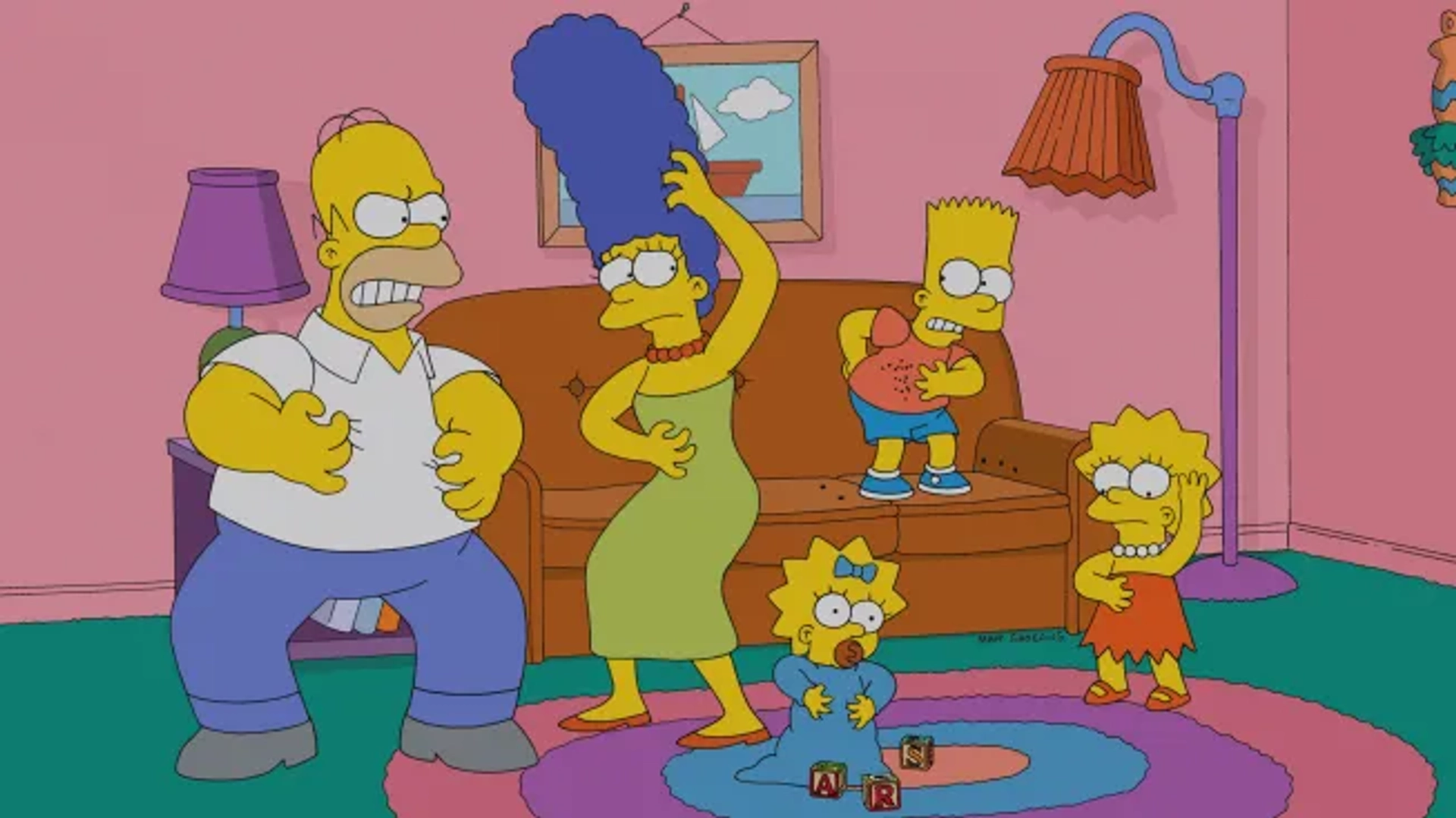 Julie Kavner, Nancy Cartwright, Dan Castellaneta, and Yeardley Smith in The Simpsons (1989)