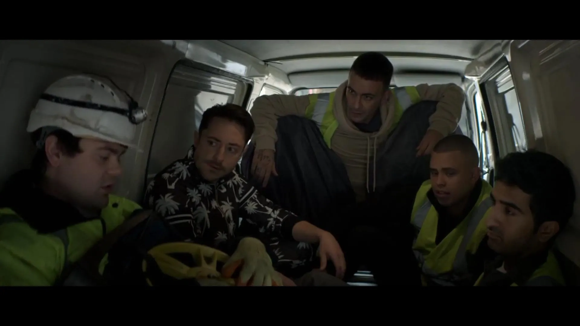 Joe Gilgun, Ryan Sampson, Aaron Heffernan, Tom Hanson, and Parth Thakerar in Brassic (2019)