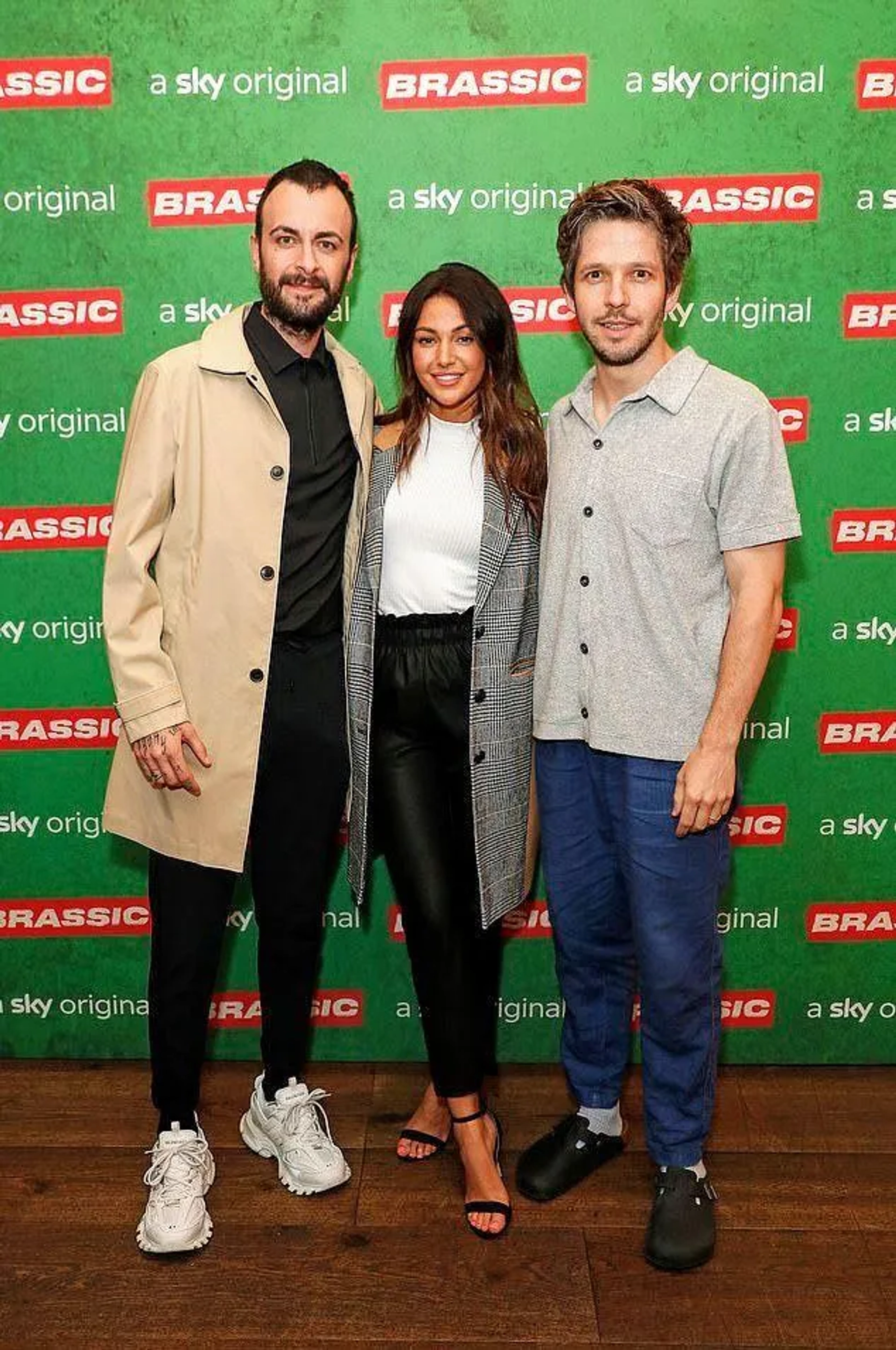 Joe Gilgun, Michelle Keegan, and Damien Molony at an event for Brassic (2019)