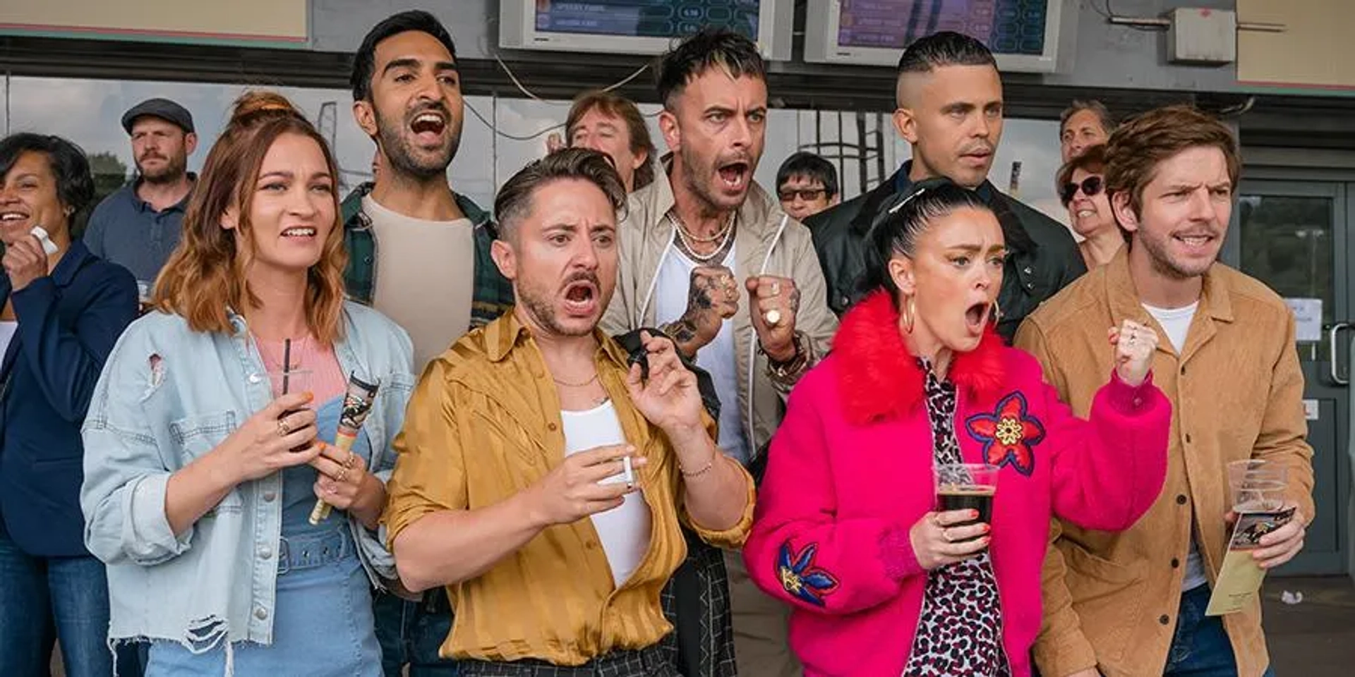 Bronagh Gallagher, Joe Gilgun, Joanna Higson, Aaron Heffernan, and Parth Thakerar in Brassic: Day at the Dogs (2022)