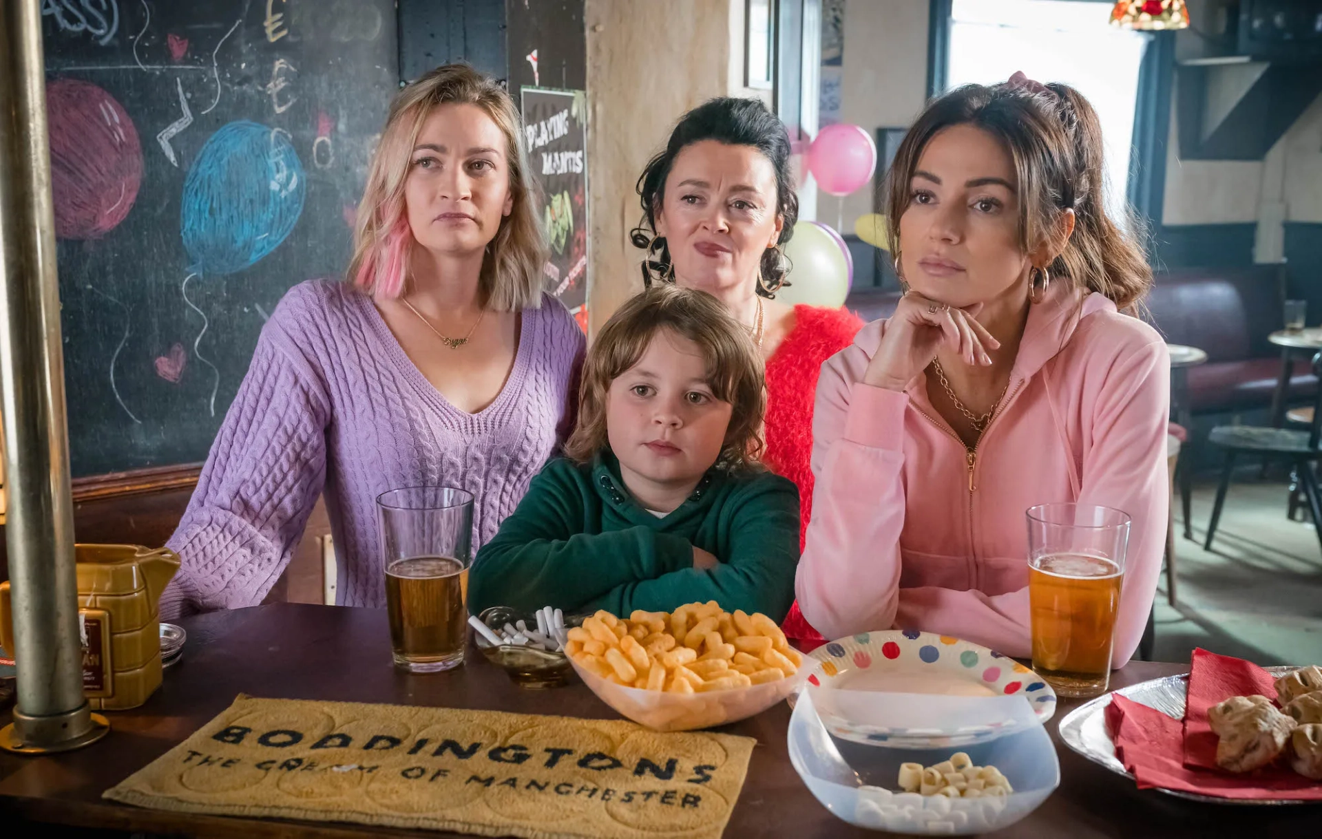 Bronagh Gallagher, Joanna Higson, Michelle Keegan, and Jude Riordan in Brassic (2019)