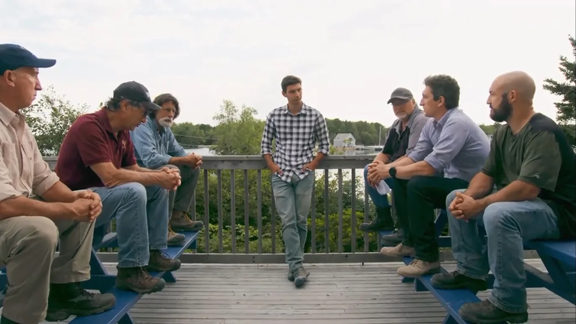 Rick Lagina, Marty Lagina, Jack Begley, Alex Lagina, Peter Fornetti, Doug Crowell, and Gary Drayton in The Curse of Oak Island: The Master Plan (2020)