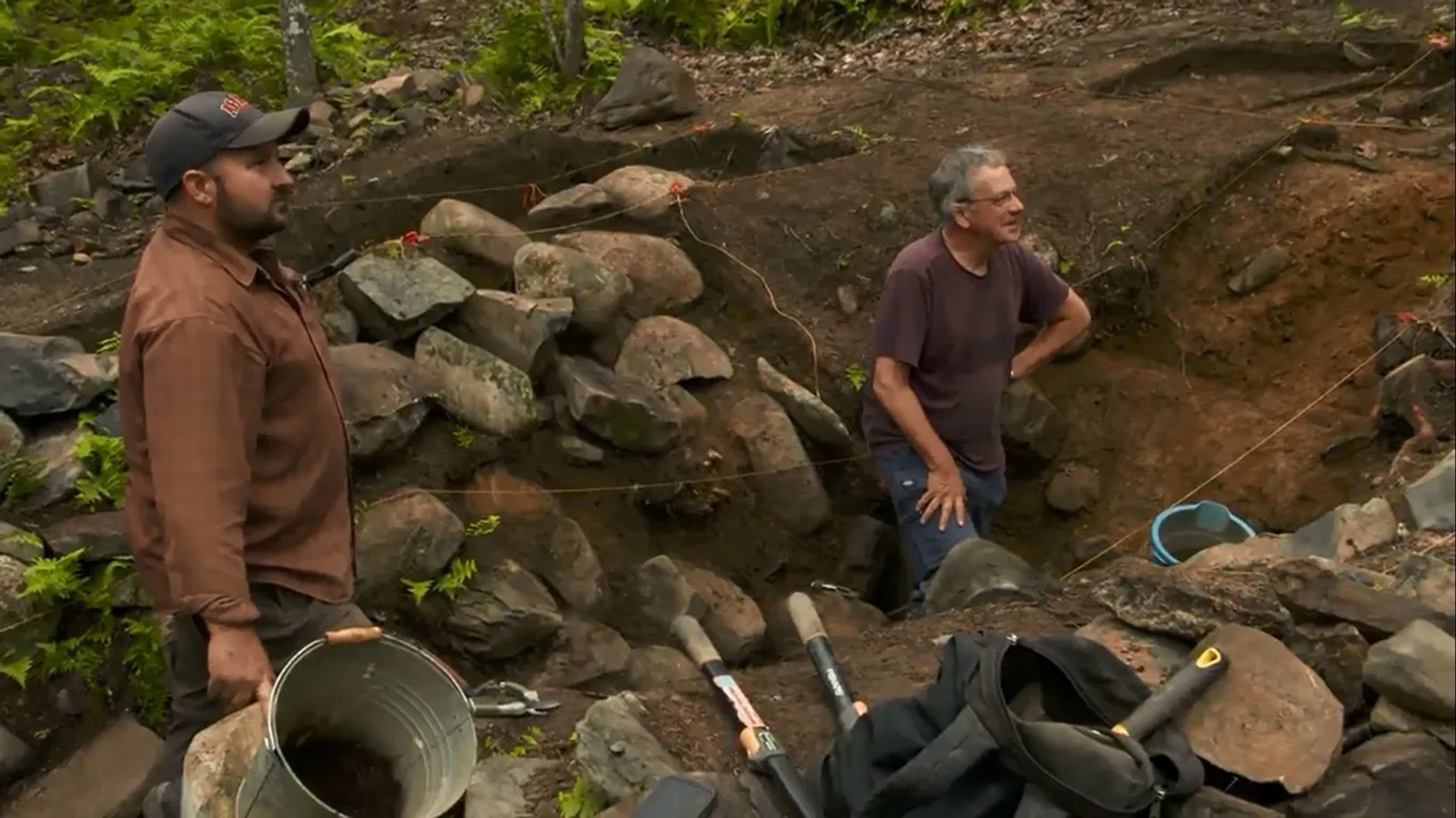 Aaron Taylor and David MacInnes in The Curse of Oak Island: Alignment (2020)