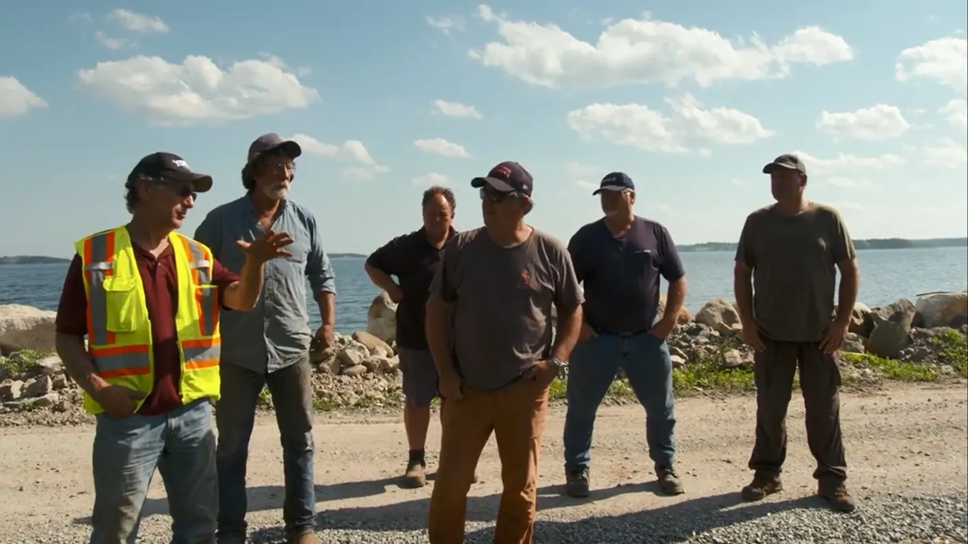 Ian Spooner, Scott Barlow, Rick Lagina, Marty Lagina, Doug Crowell, and Billy Gerhardt in The Curse of Oak Island: If the Ox Shoes Fit (2020)