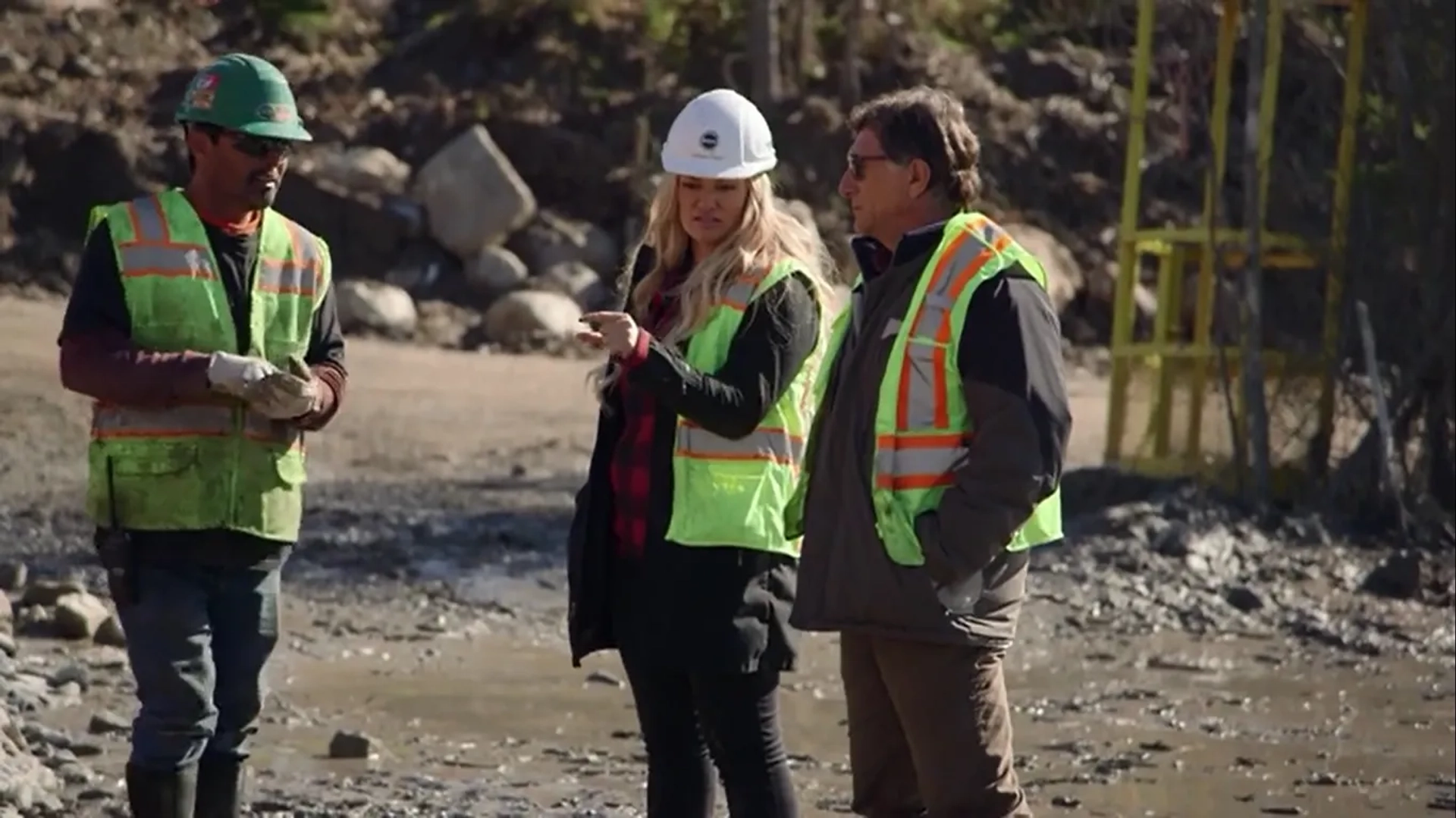 Marty Lagina, Vanessa Lucido, and Danny Smith in The Curse of Oak Island: Timeline (2020)