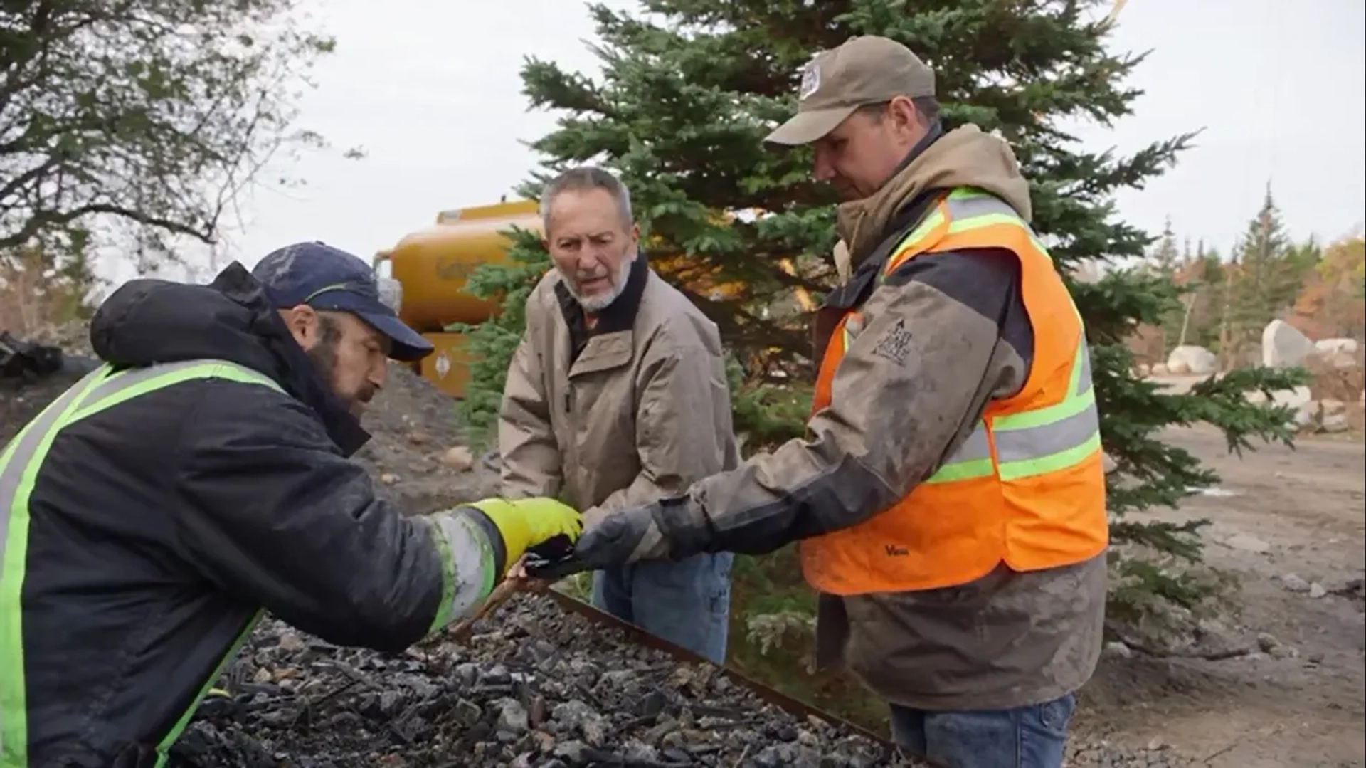 Steve Guptill, Dan Henskee, and Jack Begley in The Curse of Oak Island: Marks X the Spot (2020)