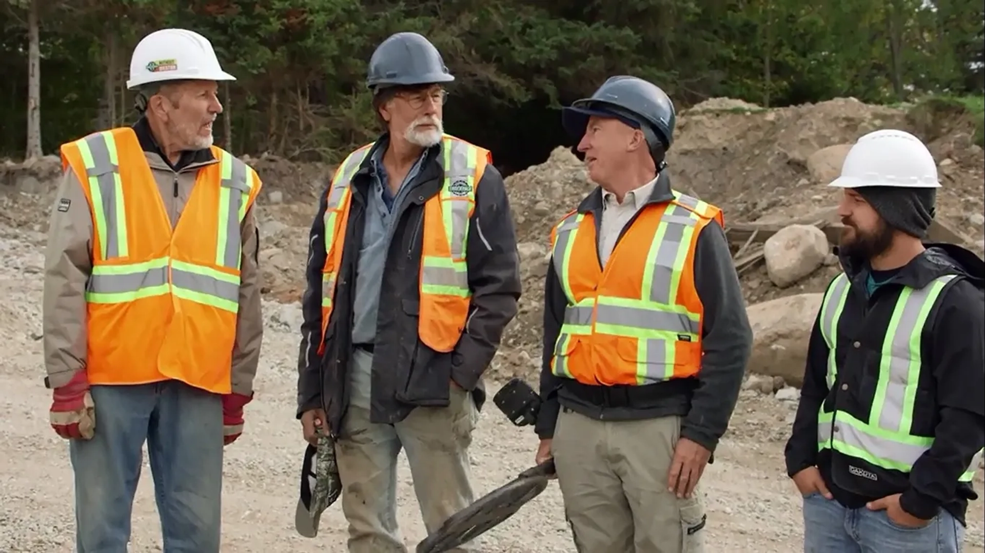 Dan Henskee, Rick Lagina, Jack Begley, and Gary Drayton in The Curse of Oak Island: Lords of the Ring (2020)